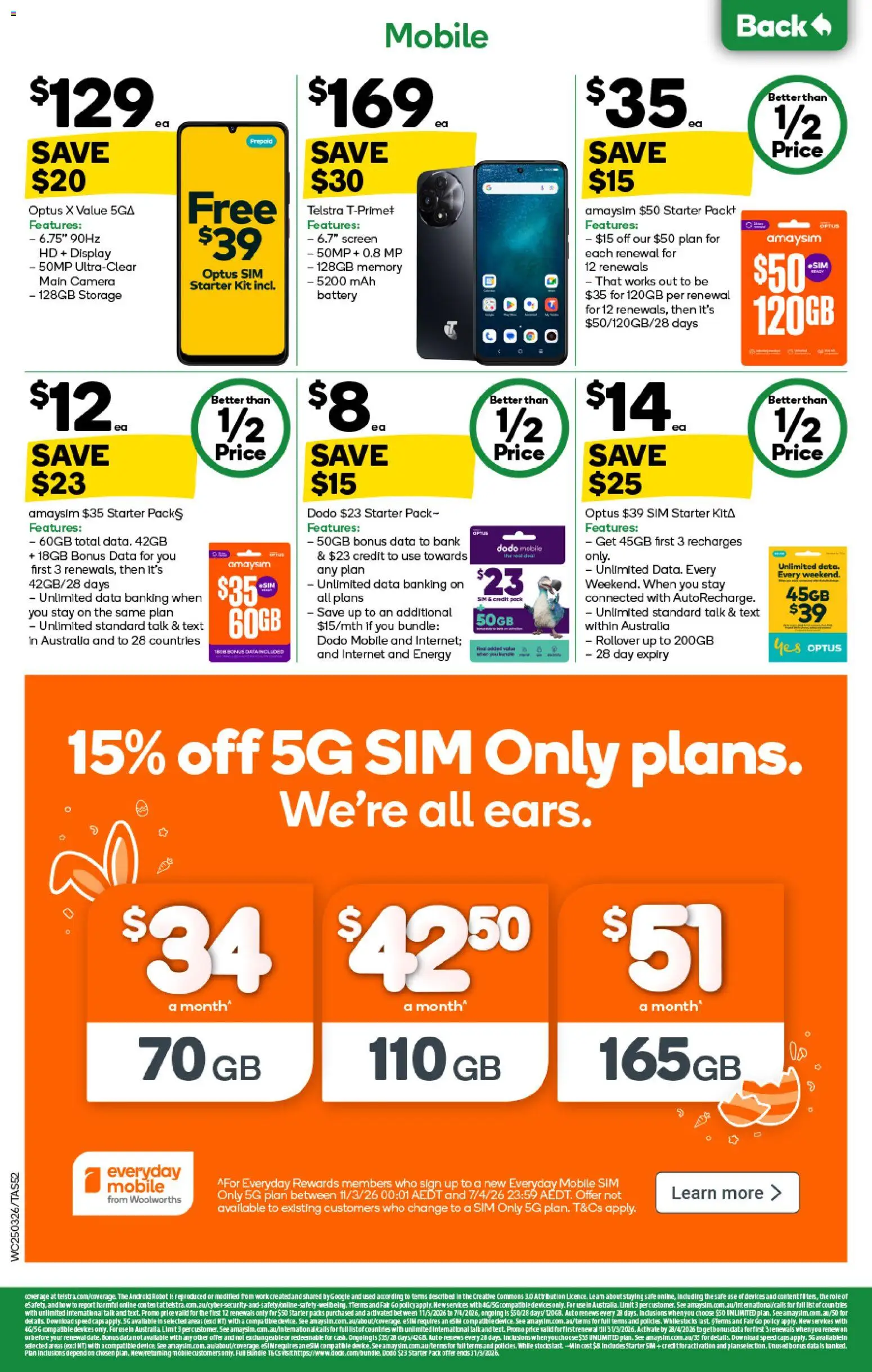 Woolworths catalogue - valid from 25.03.2026 | Page: 52 | Products: Battery, Camera, Screen, Mobile