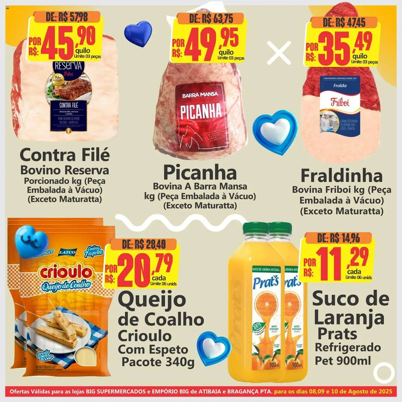 Big Supermercados Folheto - válido de 08.08.2025 | Página: 2 | Produtos: Fraldinha, Picanha, Suco, Carne