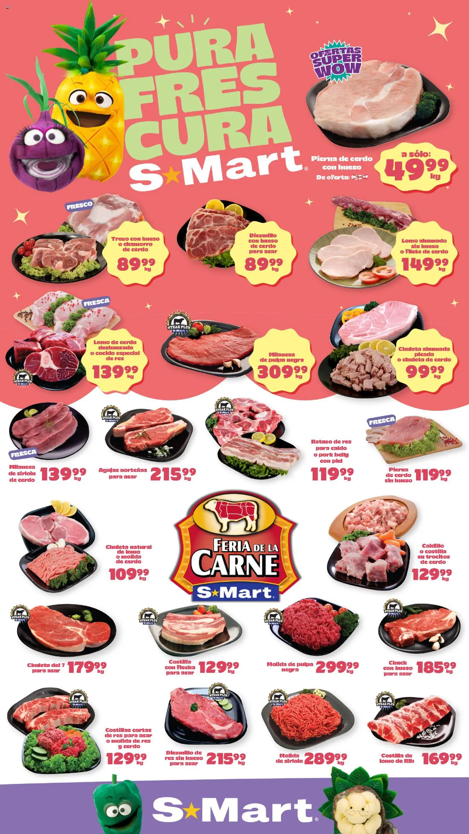 Nuevas ofertas de S-Mart válidas en toda la República Mexicana desde el 14.04.2026. ¡Encuentra las mejores ofertas en S-Mart folleto Ofertas de feria Juárez! | Página: 1 | Productos: Milanesa, Cerdo, Res, Short
