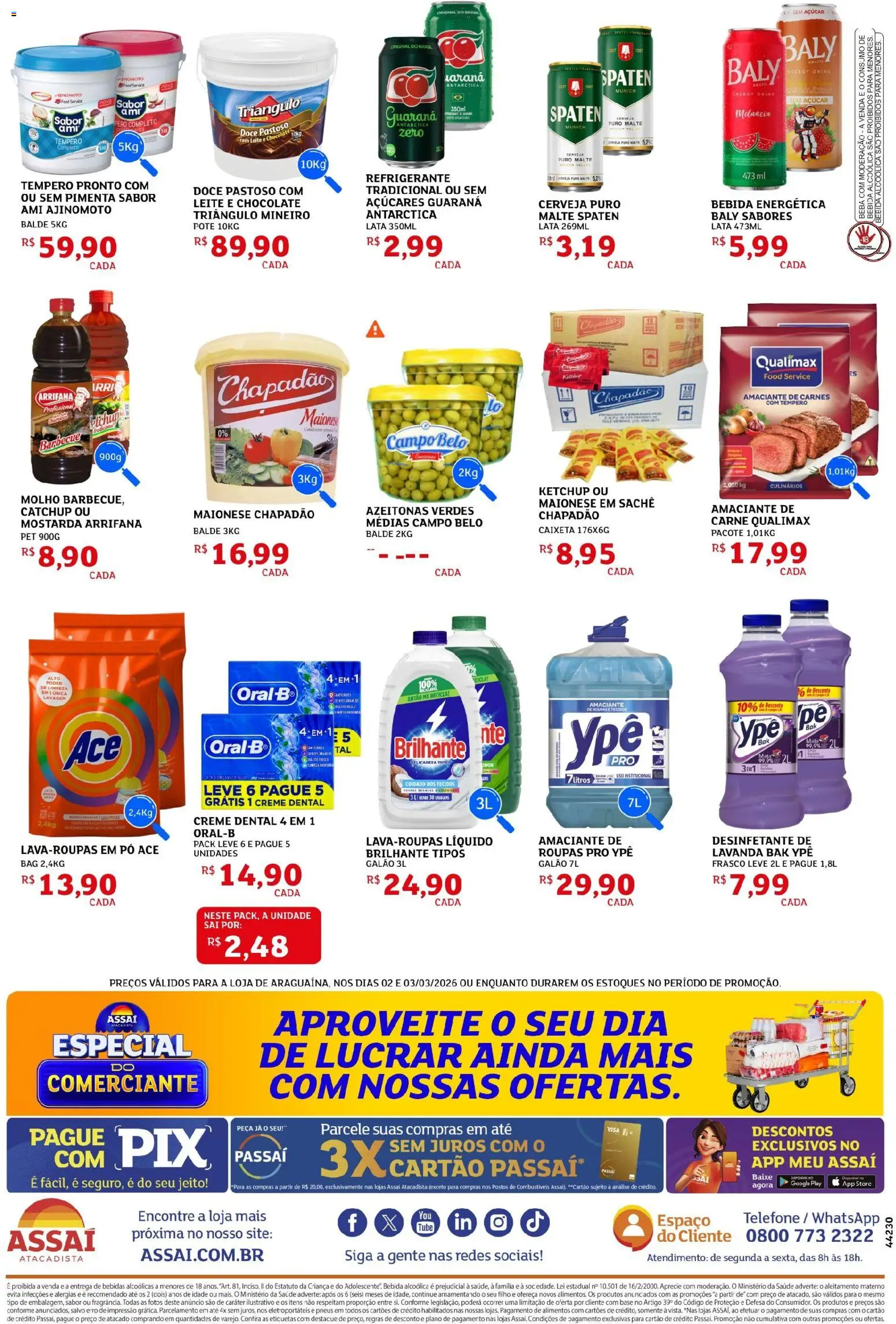 Assaí Atacadista Folheto - válido de 02.03.2026 | Página: 2 | Produtos: Amaciante de roupas, Chocolate, Base, Desinfetante