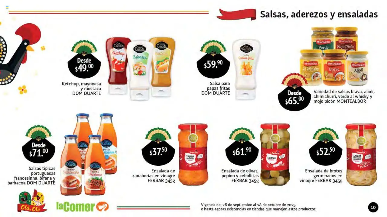 Nuevas ofertas de La Comer válidas en toda la República Mexicana desde el 26.09.2025. ¡Encuentra las mejores ofertas en La Comer folleto Olá, Olé! | Página: 10 | Productos: Vinagre, Mostaza, Ensalada, Whisky