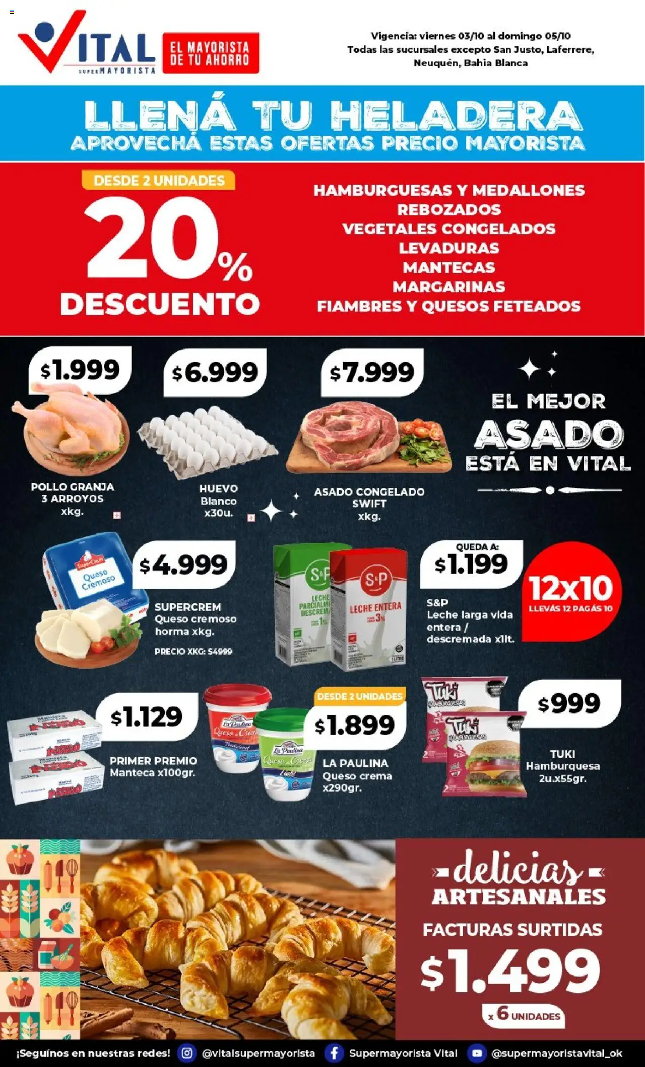 Vital - Ofertas - Abasto  │ válido desde el 03.10.2025 | Página: 2 | Productos: Queso crema, Heladera, Leche, Queso
