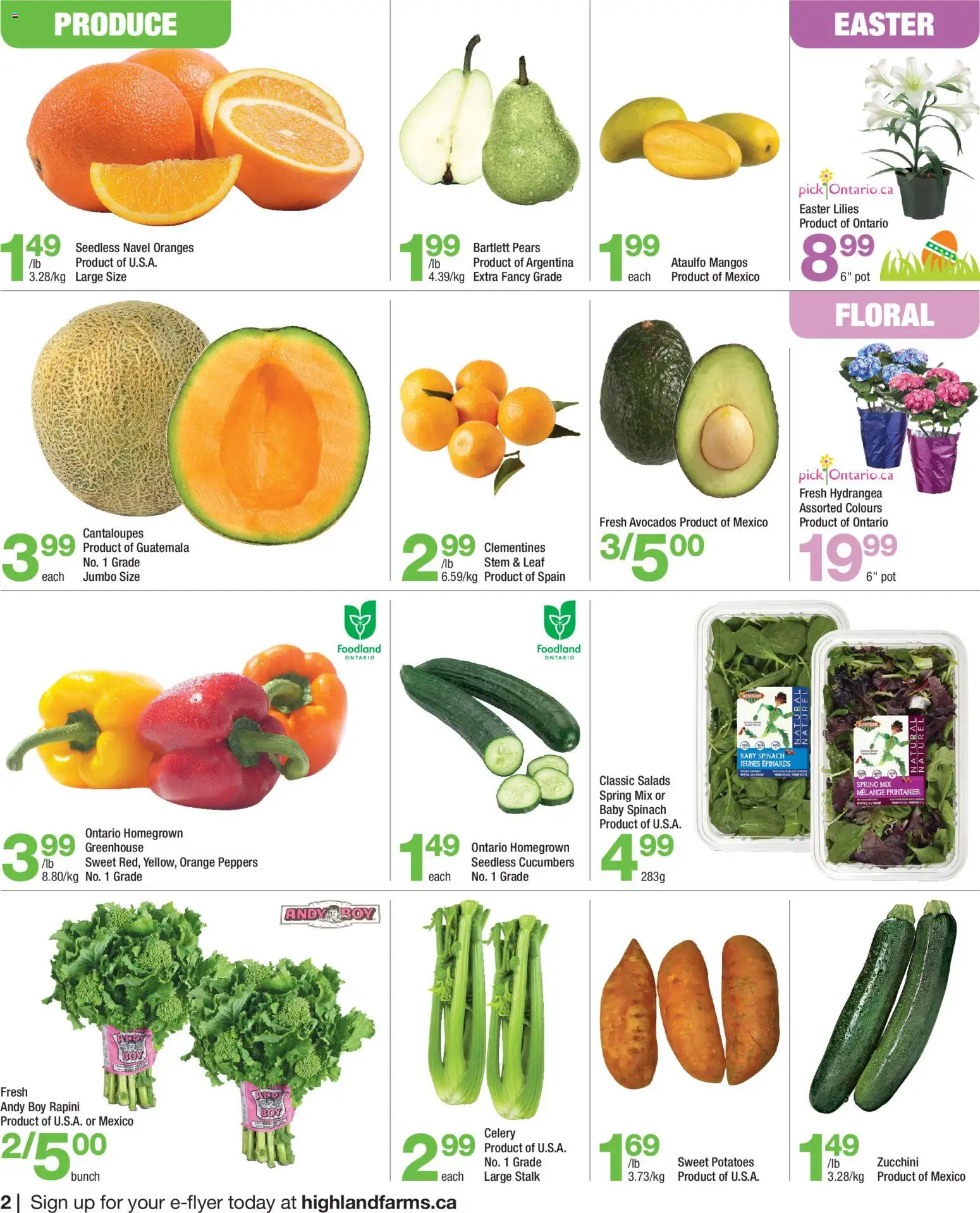 Highland Farms flyer valid from 26.03.2026 | Page: 2 | Products: Cucumbers, Potatoes, Oranges