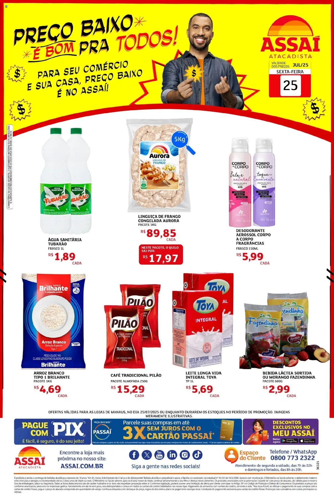 Assaí Atacadista Folheto - válido de 25.07.2025 | Página: 1 | Produtos: Almofada, Base, Baixo, Frango