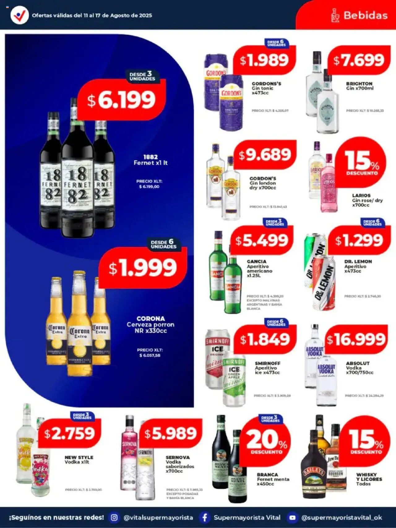 Vital ofertas │ válido desde el 11.08.2025 | Página: 12 | Productos: Vodka, Whisky, Gin, Fernet