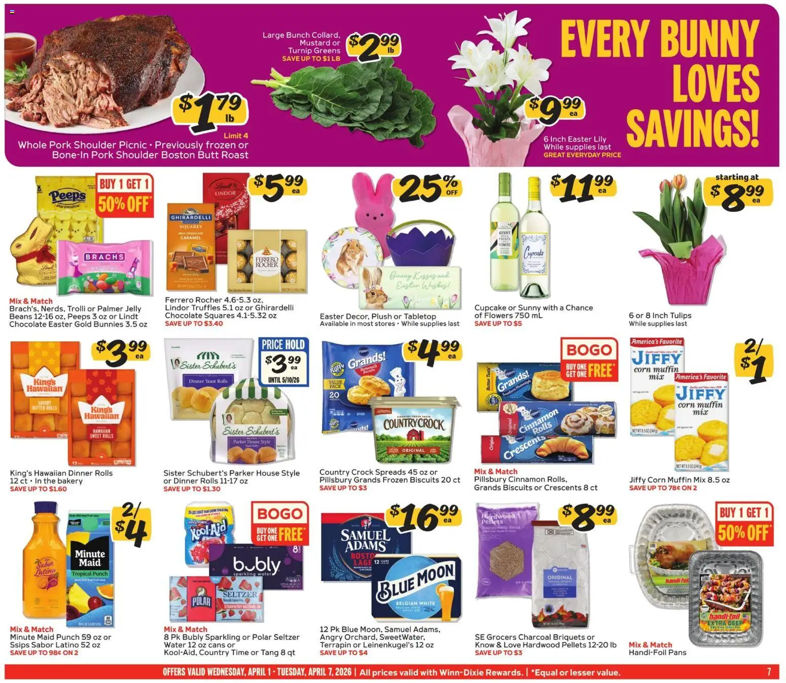Winn Dixie Weekly Circular - GA - valid from 01.04.2026 | Page: 7 | Products: Bakery, Milk, Butter, Cupcake