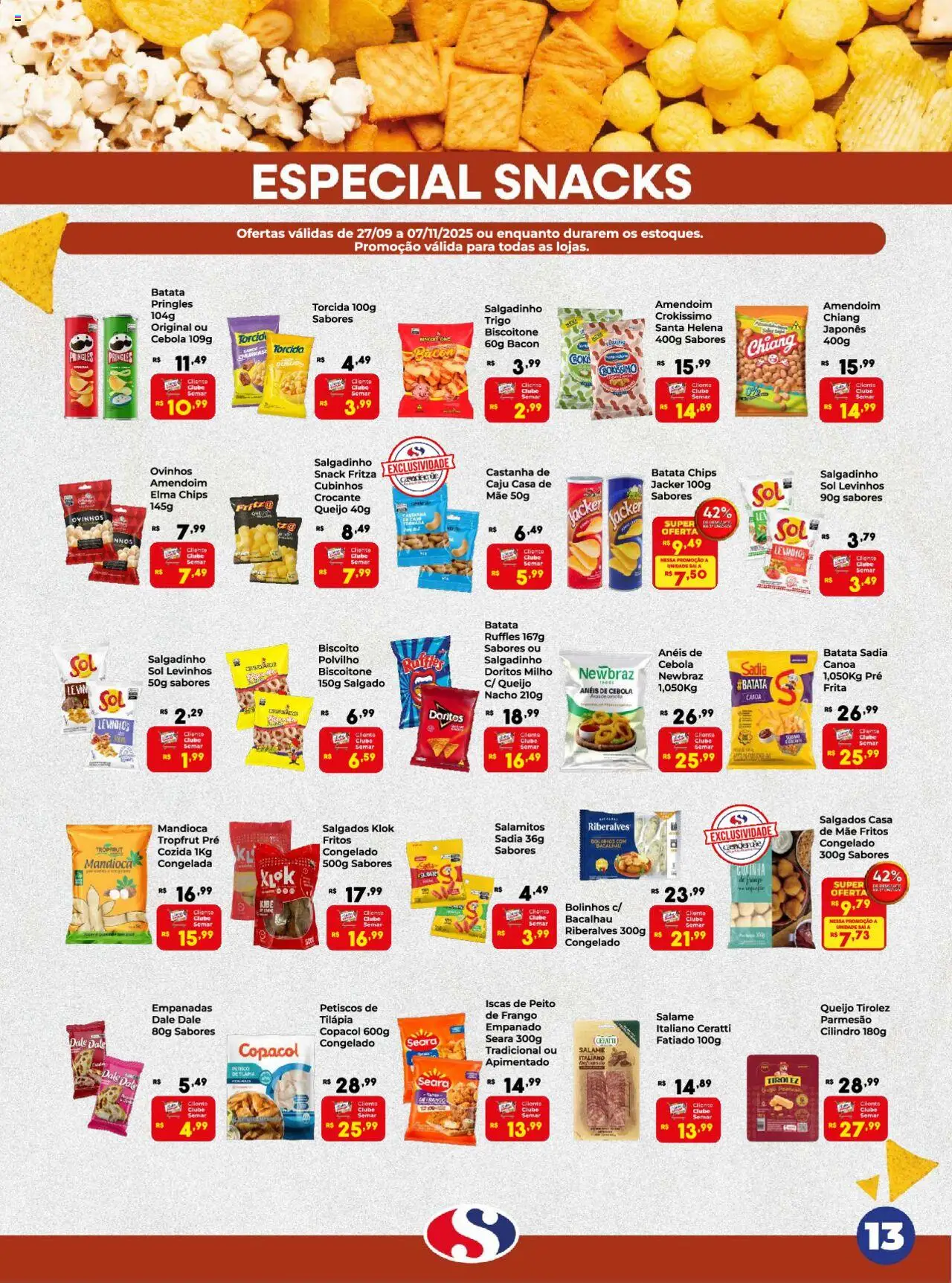 Semar Supermercado Folheto - válido de 27.09.2025 | Página: 13 | Produtos: Polvilho, Elma Chips, Tilápia, Frango