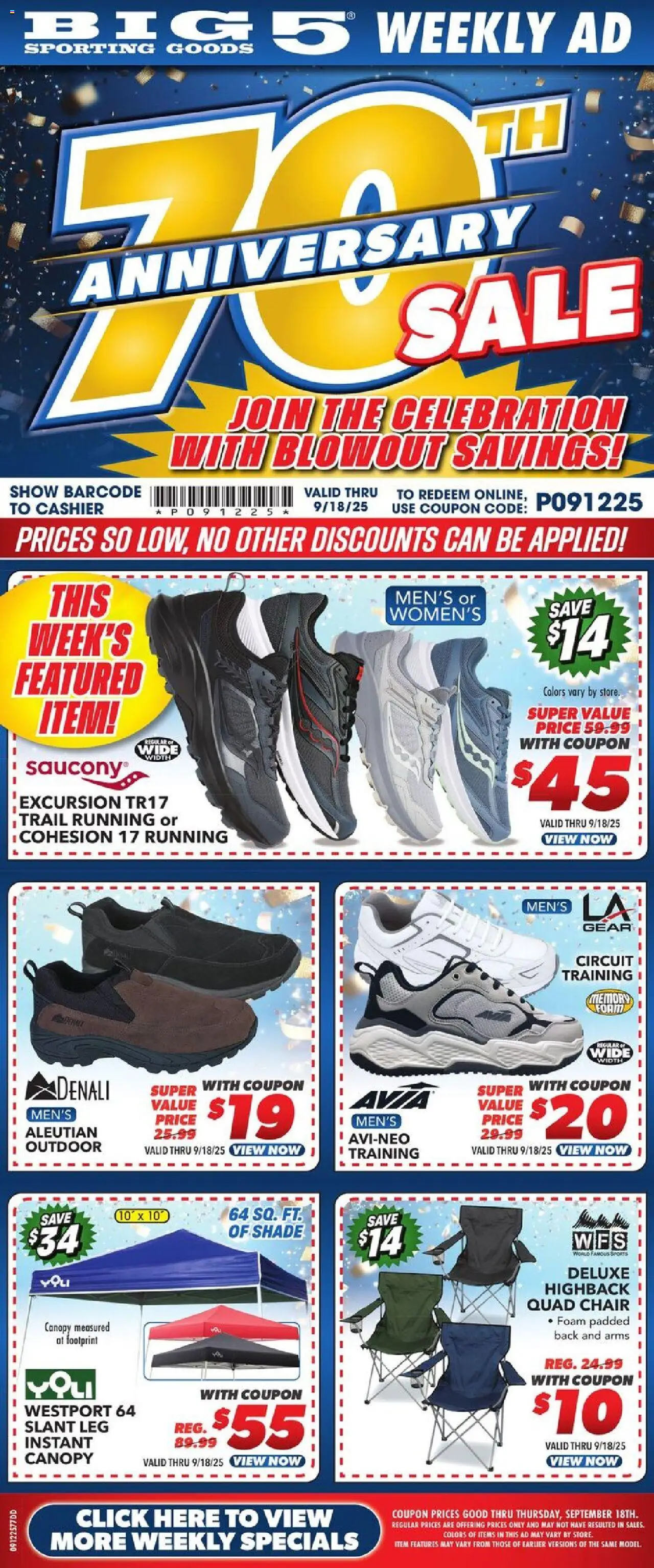 Big 5 Sporting Goods Weekly Ad - valid from 12.09.2025 | Page: 1 | Products: Chair