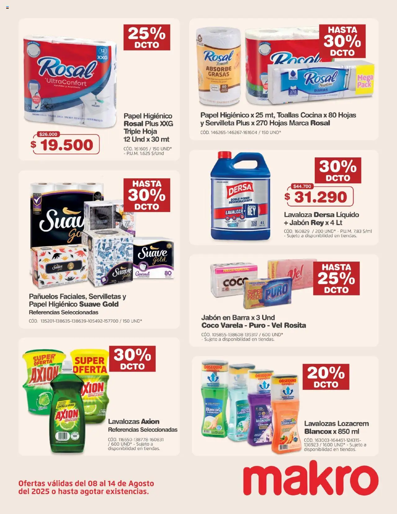 Makro revista - valida desde el 08.08.2025 | Página: 17 | Productos: Espuma, Servilletas, Toallas, Coco