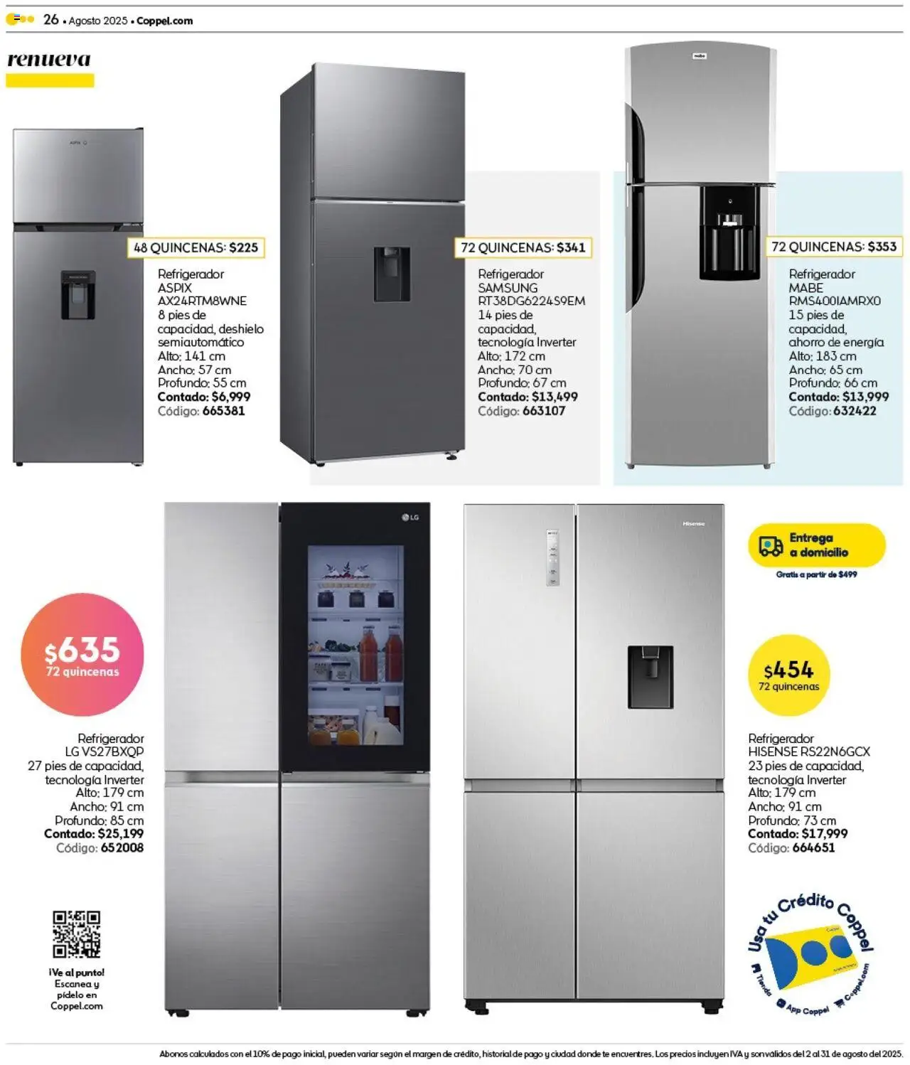 Nuevas ofertas de Coppel válidas en toda la República Mexicana desde el 01.08.2025. ¡Encuentra las mejores ofertas en Coppel - Catálogo Regreso a Clases! | Página: 26 | Productos: Refrigerador, Té