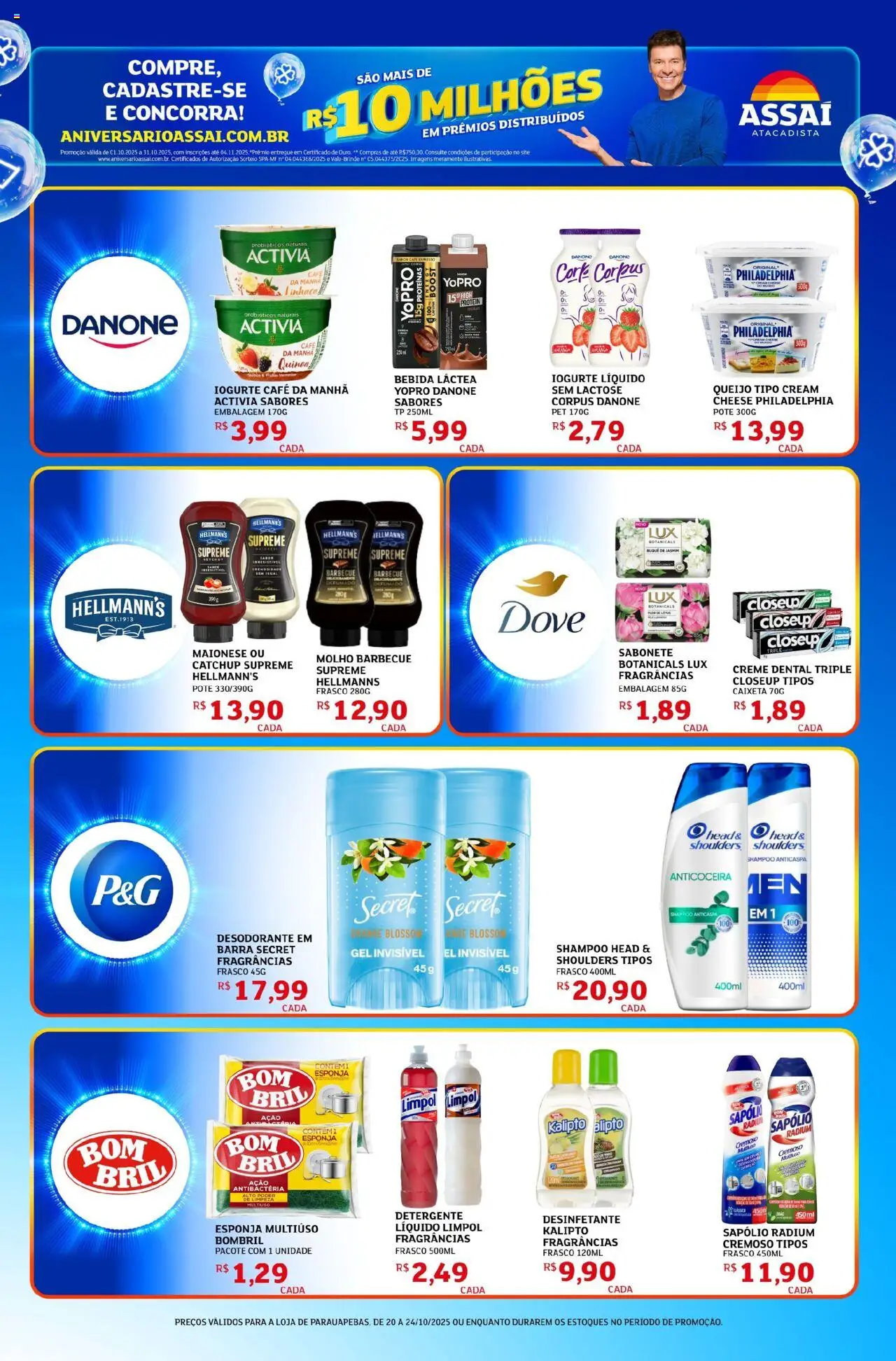 Assaí Atacadista Folheto - válido de 20.10.2025 | Página: 5 | Produtos: Probióticos, Detergente, Bebida, Desinfetante