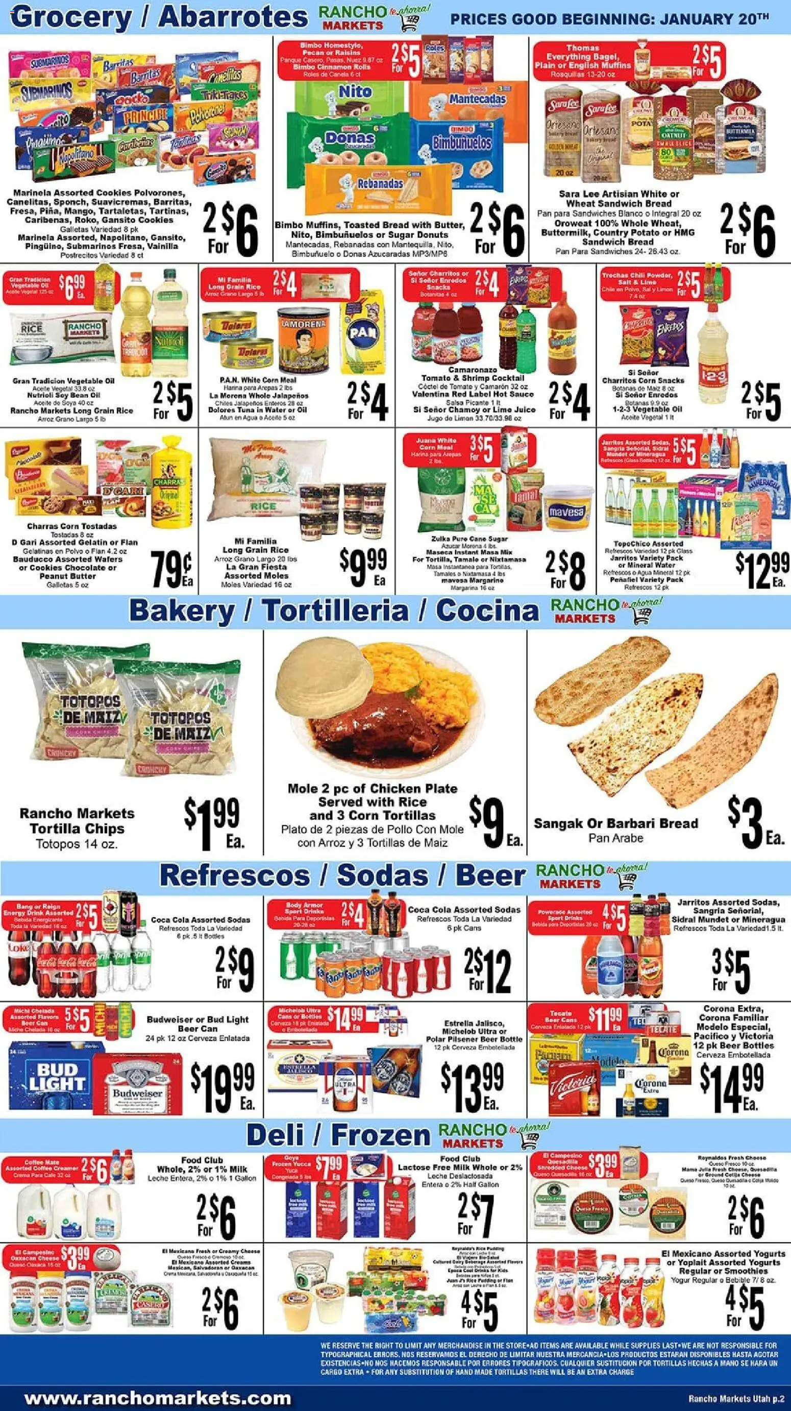 Rancho Markets Weekly Ad - valid from 20.01.2026 | Page: 2 | Products: Beer, Rice, Sauce, Lime
