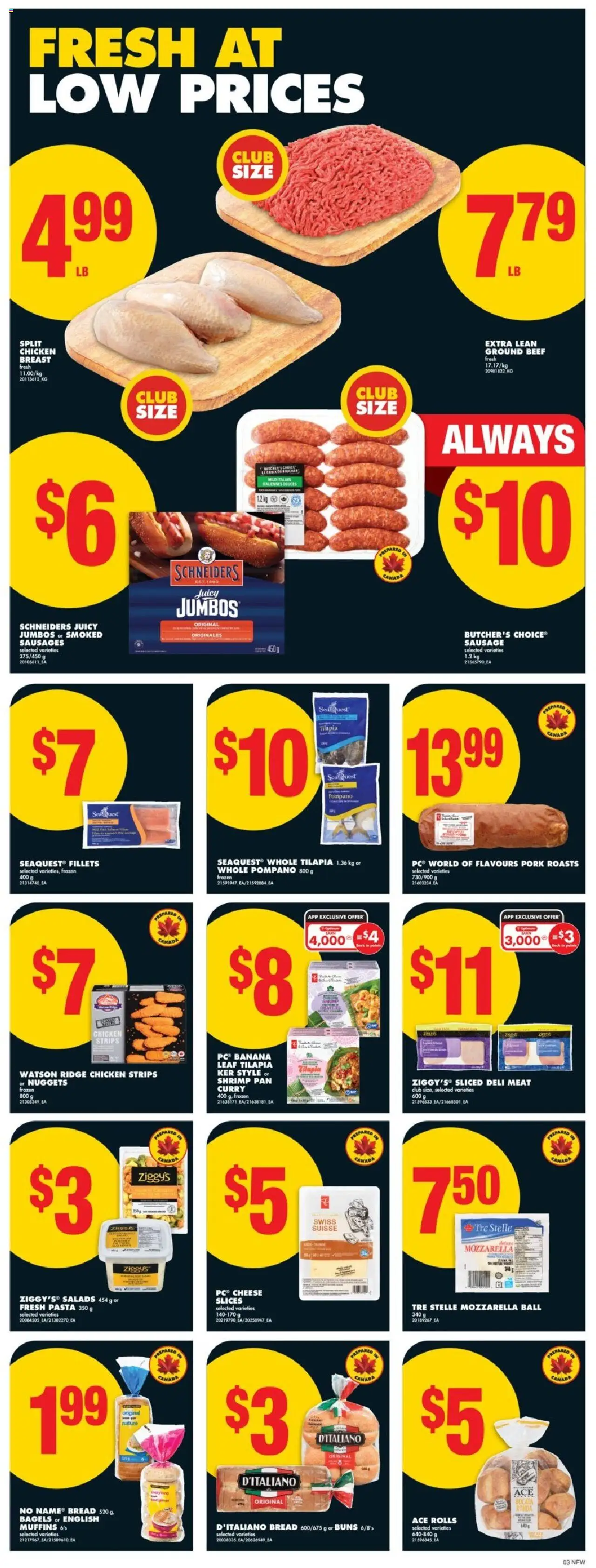 No Frills flyer valid from 14.08.2025 | Page: 5 | Products: Fish, Pasta, PC, Pork