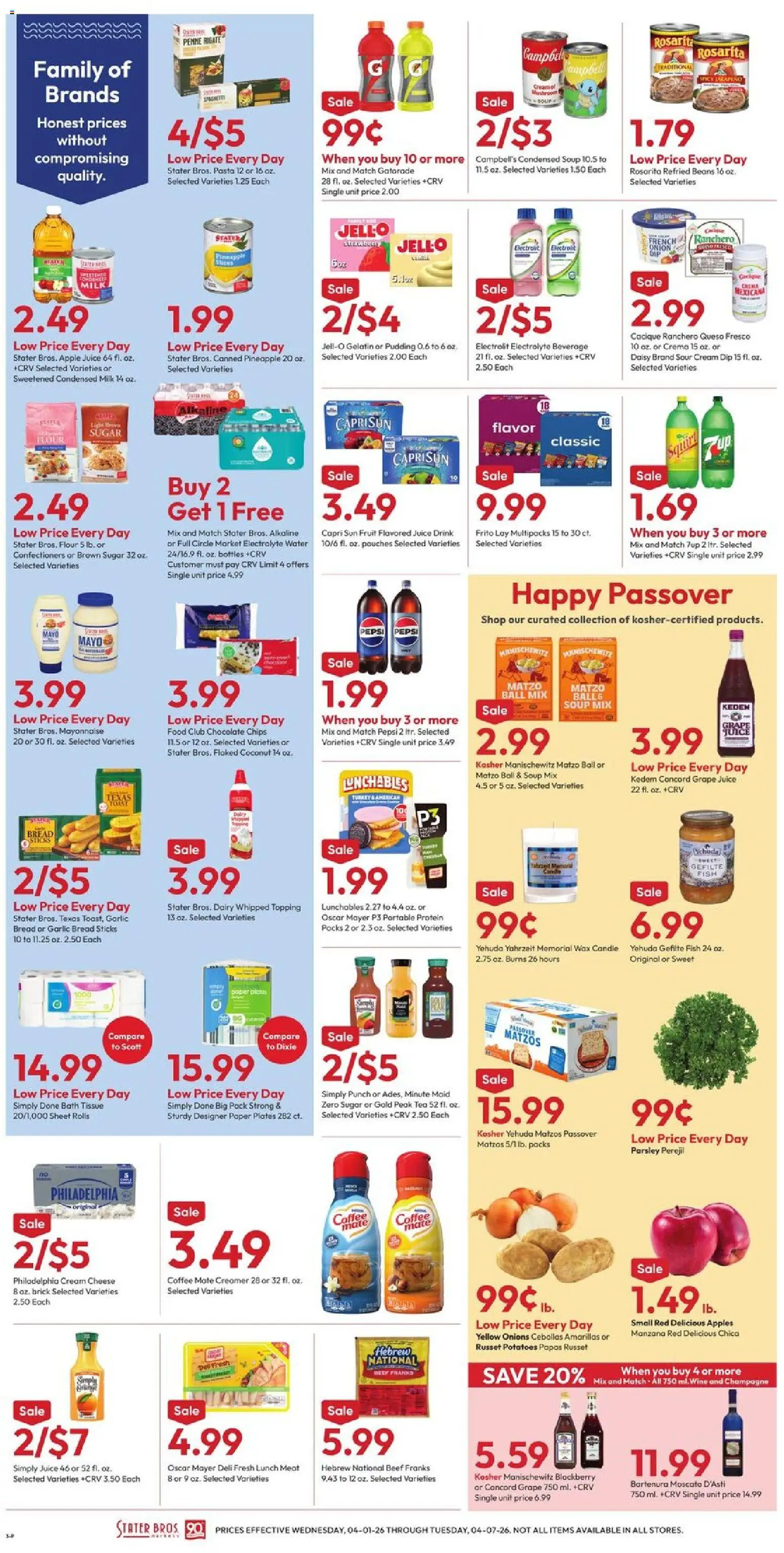 Stater Bros Weekly Ad - valid from 01.04.2026 | Page: 5 | Products: Fish, Water, Garlic, Sheet