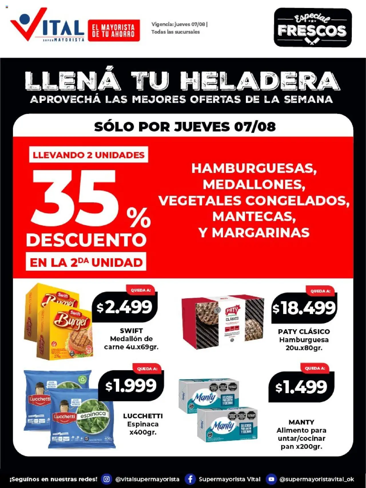 Vital - Llená tu heladera │ válido desde el 07.08.2025 | Página: 1 | Productos: Heladera, Pan, Espinaca