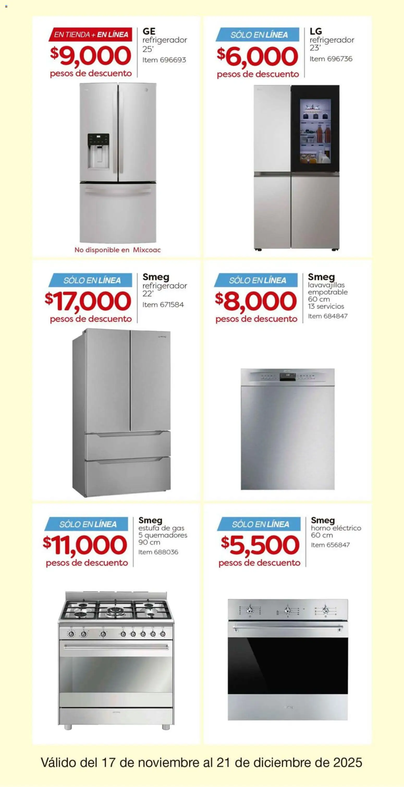 Nuevas ofertas de Costco válidas en toda la República Mexicana desde el 17.11.2025. ¡Encuentra las mejores ofertas en Costco catálogo! | Página: 11 | Productos: Refrigerador, Horno, Horno eléctrico, Lavavajillas