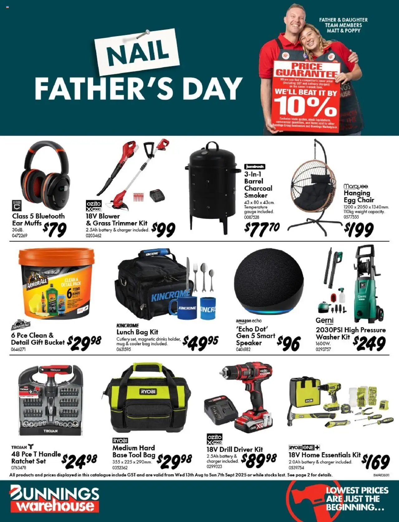 Bunnings Warehouse catalogue - valid from 13.08.2025 | Page: 1 | Products: Bucket, Grass, Speaker, Washer
