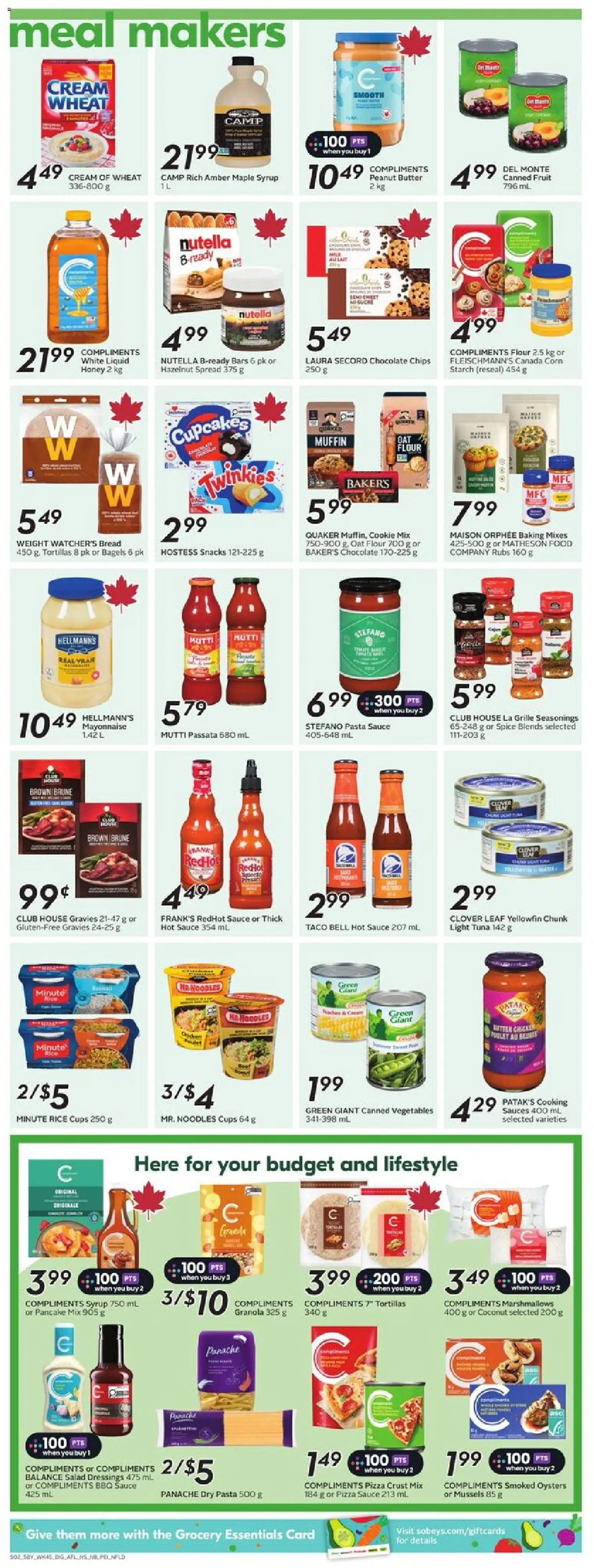 Sobeys flyer valid from 05.03.2026 | Page: 10 | Products: Pasta, Chips, Butter, Chocolate