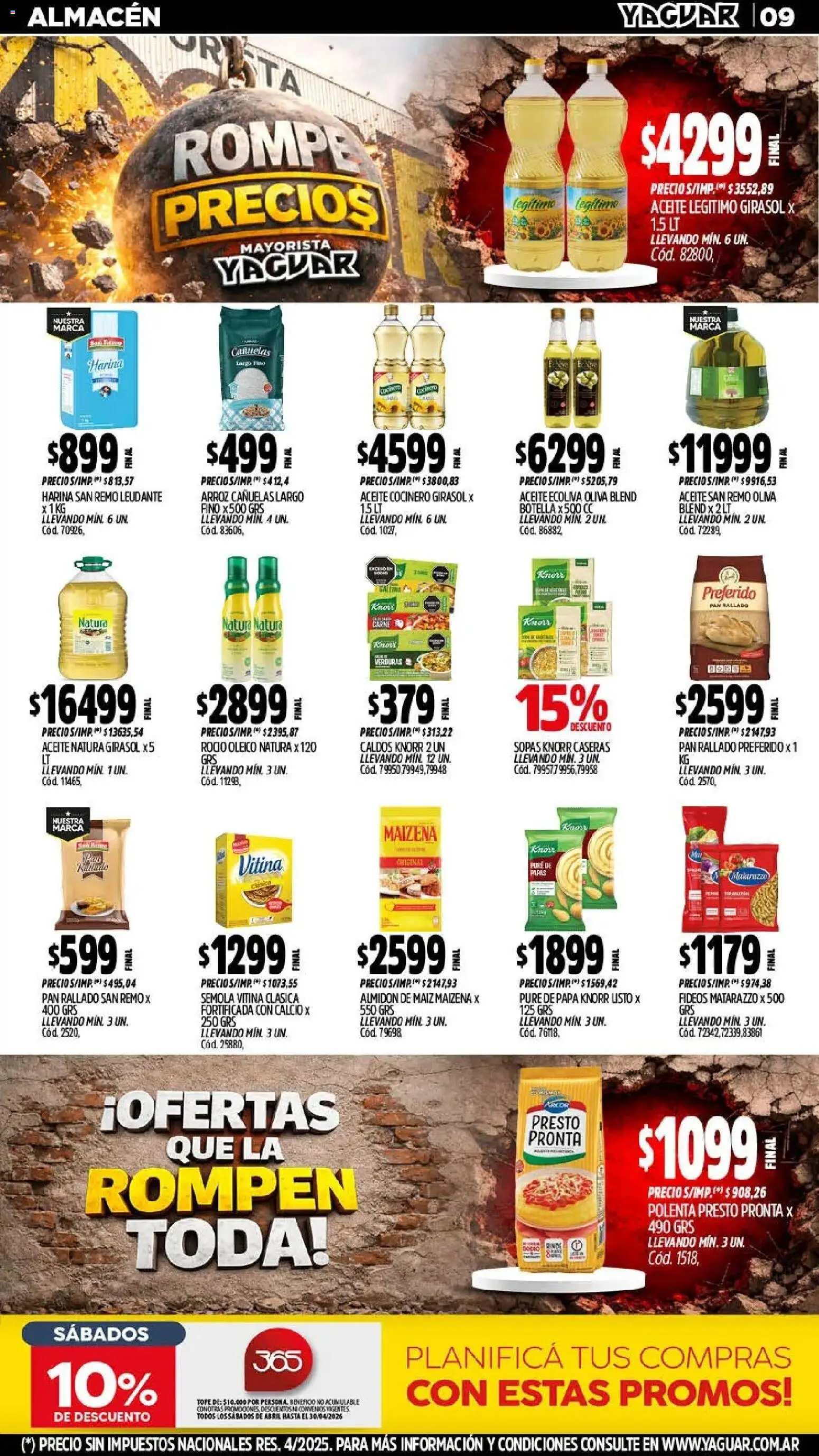 Yaguar - Oferta Semanal Trelew │ válido desde el 06.04.2026 | Página: 10 | Productos: Botella, Papa, Aceite, Arroz