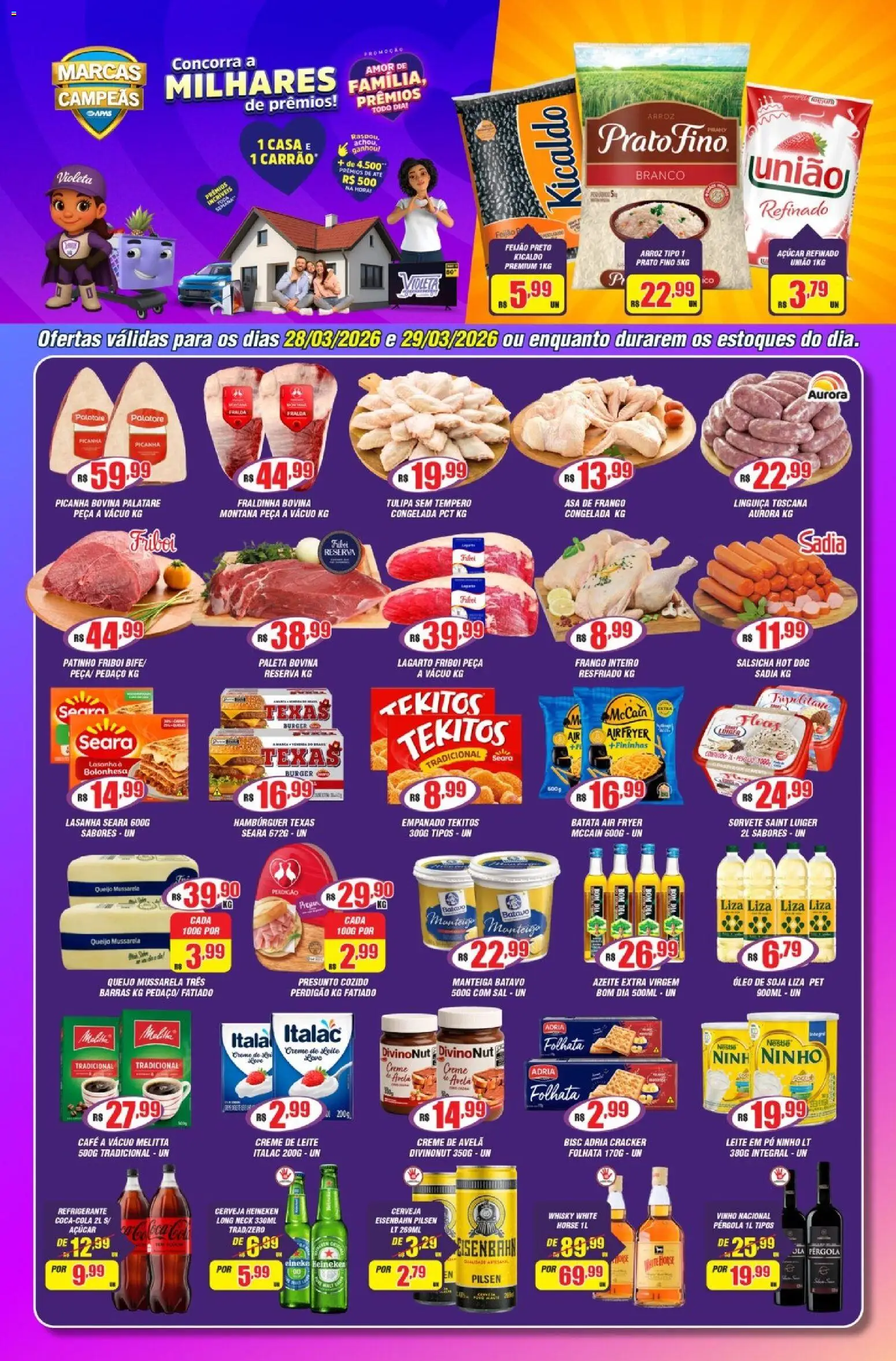 Violeta Supermercados Folheto - válido de 28.03.2026 | Página: 1 | Produtos: Picanha, Queijo, Refrigerante, Azeite