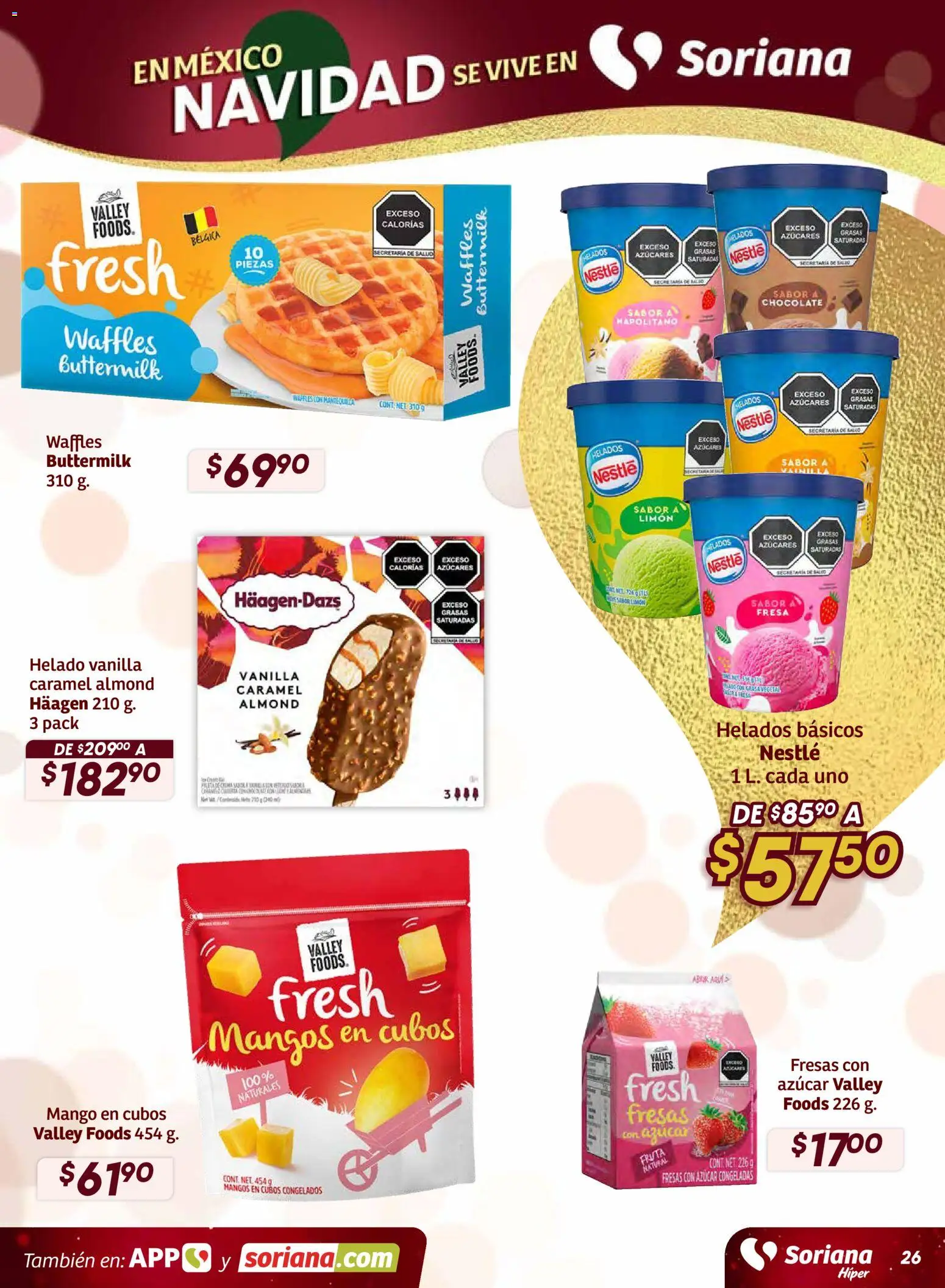 Nuevas ofertas de Soriana válidas en toda la República Mexicana desde el 11.12.2025. ¡Encuentra las mejores ofertas en Soriana - Preciazazaso Híper: BCS, Jal, Nay, Sin, Son! | Página: 26 | Productos: Limón, Mango, Chocolate, Fresas