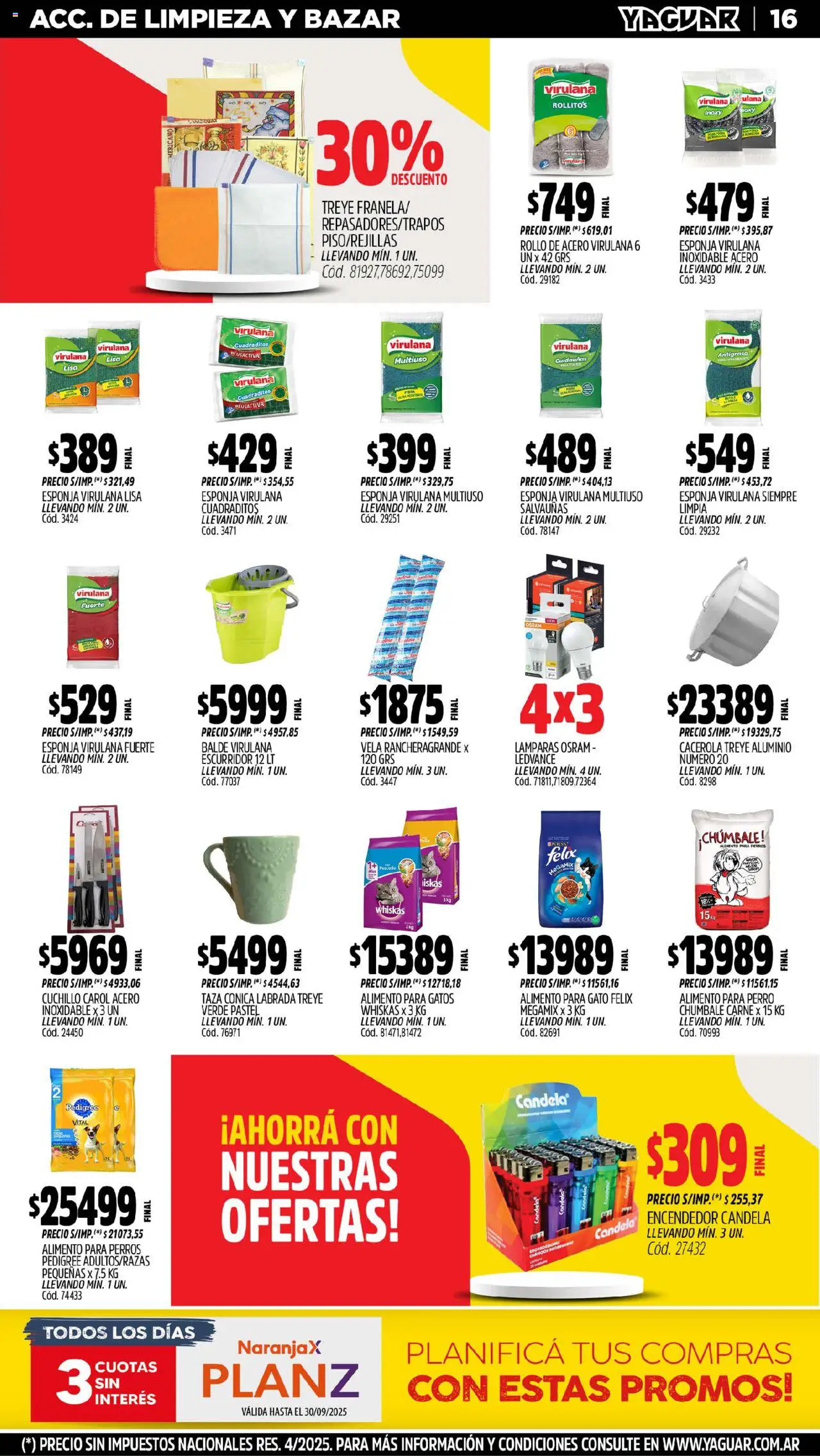 Yaguar - Bahía Blanca │ válido desde el 29.09.2025 | Página: 28 | Productos: Vela, Cuchillo, Esponja, Escurridor