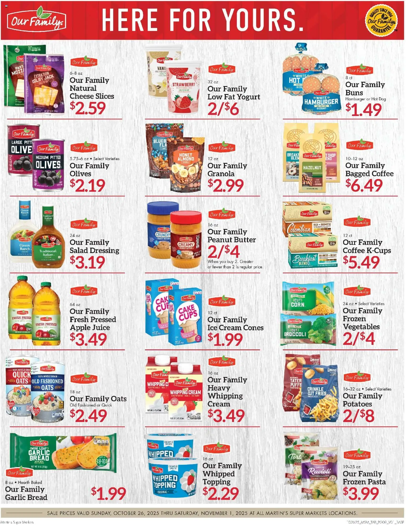 Martin’s Weekly Ad - valid from 26.10.2025 | Page: 9 | Products: Corn, Cheese, Pasta, Potatoes