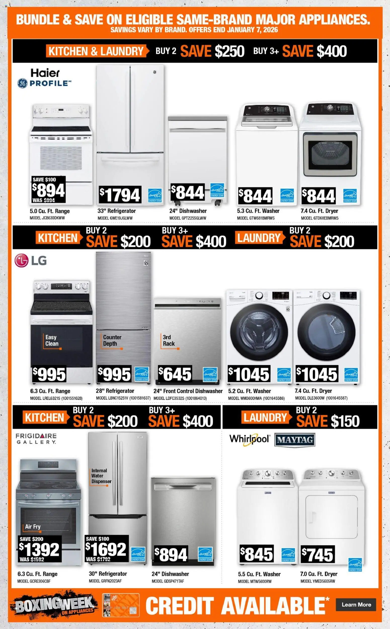 Home Depot flyer valid from 18.12.2025 | Page: 3 | Products: Refrigerator, Dryer, Dishwasher