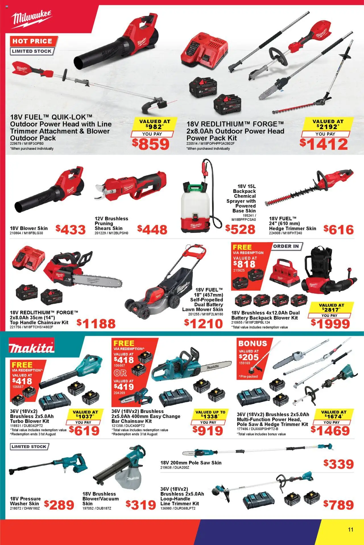 Total Tools catalogue - valid from 19.08.2025 | Page: 11 | Products: Battery, Lawn mower, Saw, Chainsaw