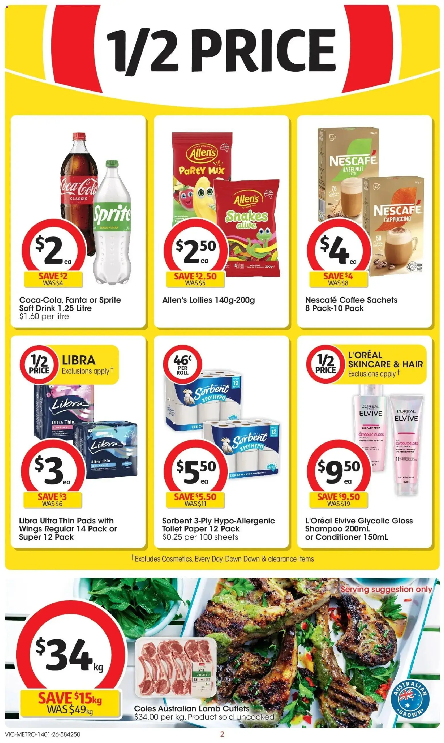 Coles catalogue - valid from 14.01.2026 | Page: 2 | Products: Conditioner, Coffee, Lamb, Lollies