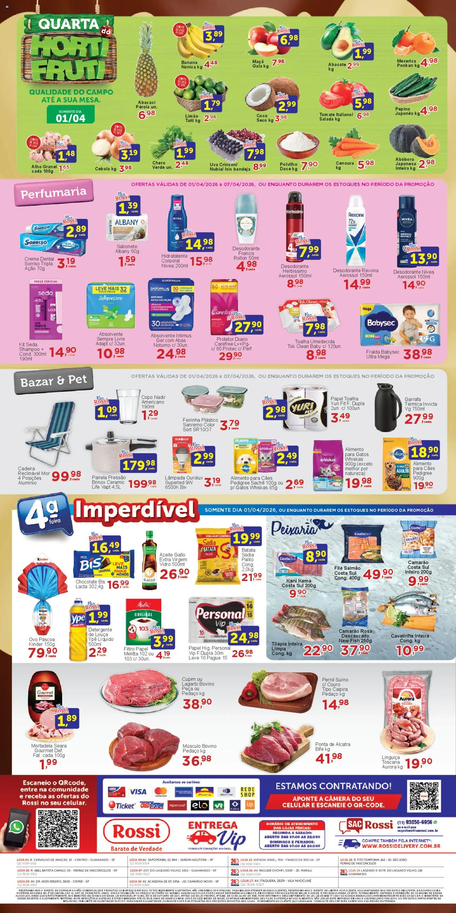 Rossi Supermercados Folheto - válido de 01.04.2026 | Página: 4 | Produtos: Mexerica, Salmão, Sabonete, Salada