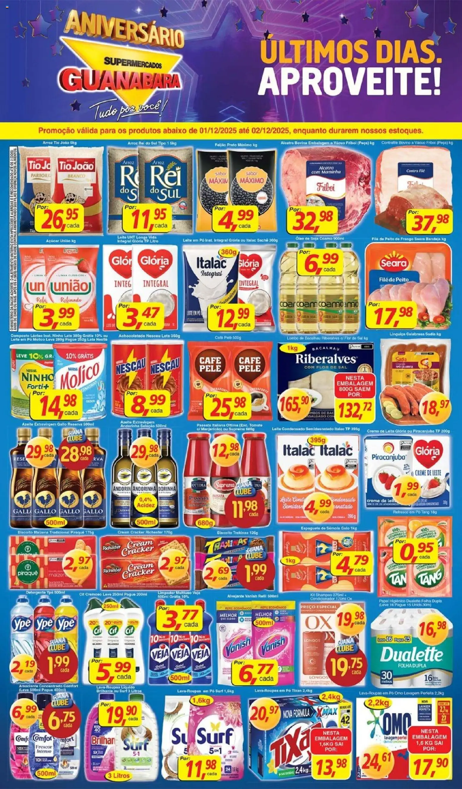 Supermercados Guanabara Folheto - válido de 01.12.2025 | Página: 1 | Produtos: Alvejante, Nescau, Sal, Peito de frango