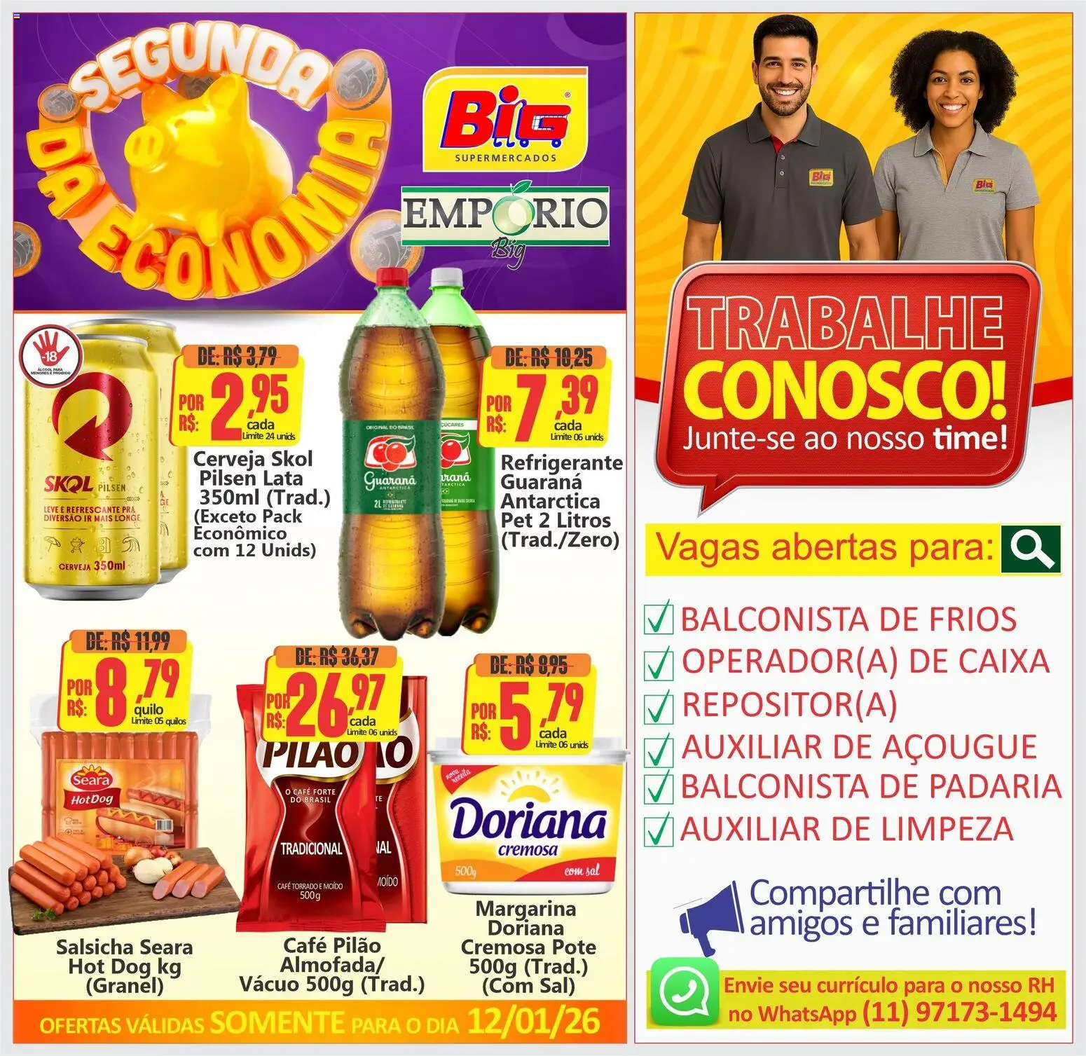 Big Supermercados Folheto - válido de 12.01.2026 | Página: 1 | Produtos: Doriana, Salsicha, Caixa, Café