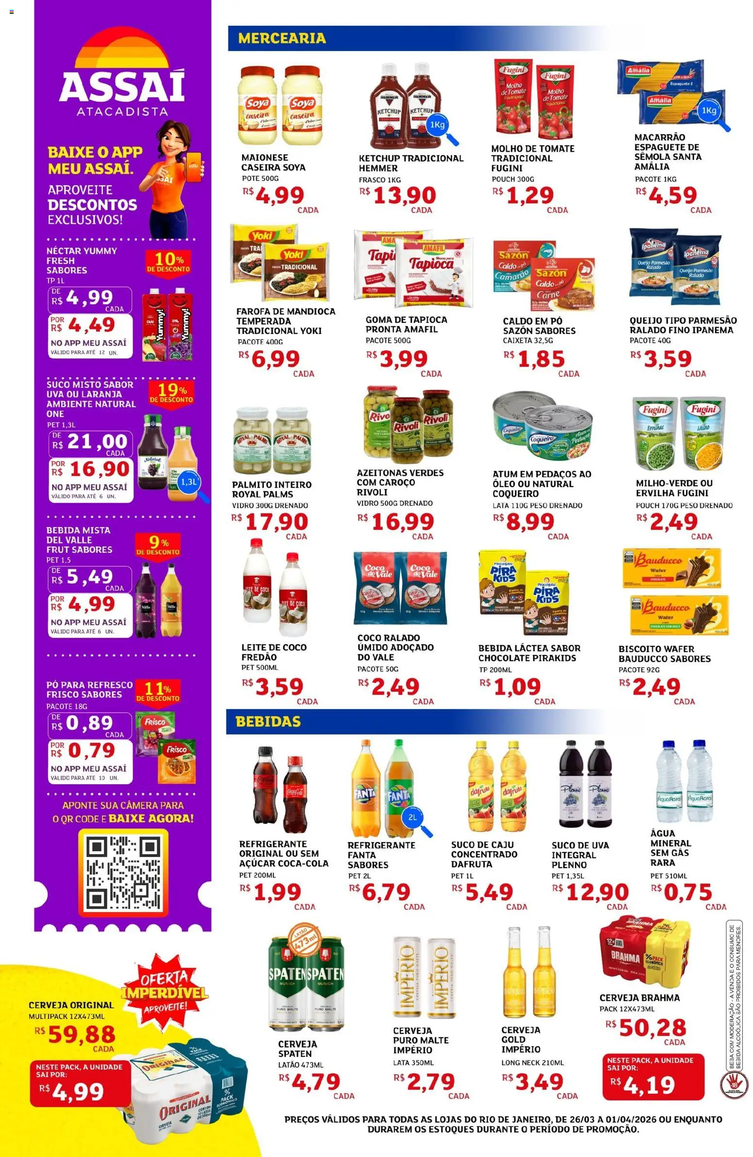 Assaí Atacadista Folheto - válido de 26.03.2026 | Página: 2 | Produtos: Refresco, Molho de tomate, Óleo, Cerveja