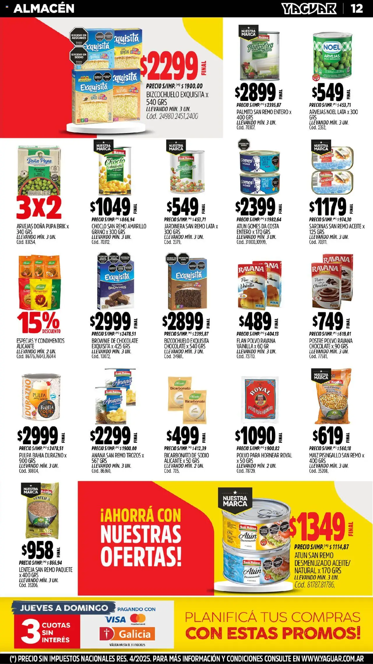 Yaguar - Parque Chacabuco │ válido desde el 13.10.2025 | Página: 12 | Productos: Choclo, Lentejas, Aceite, Ananá