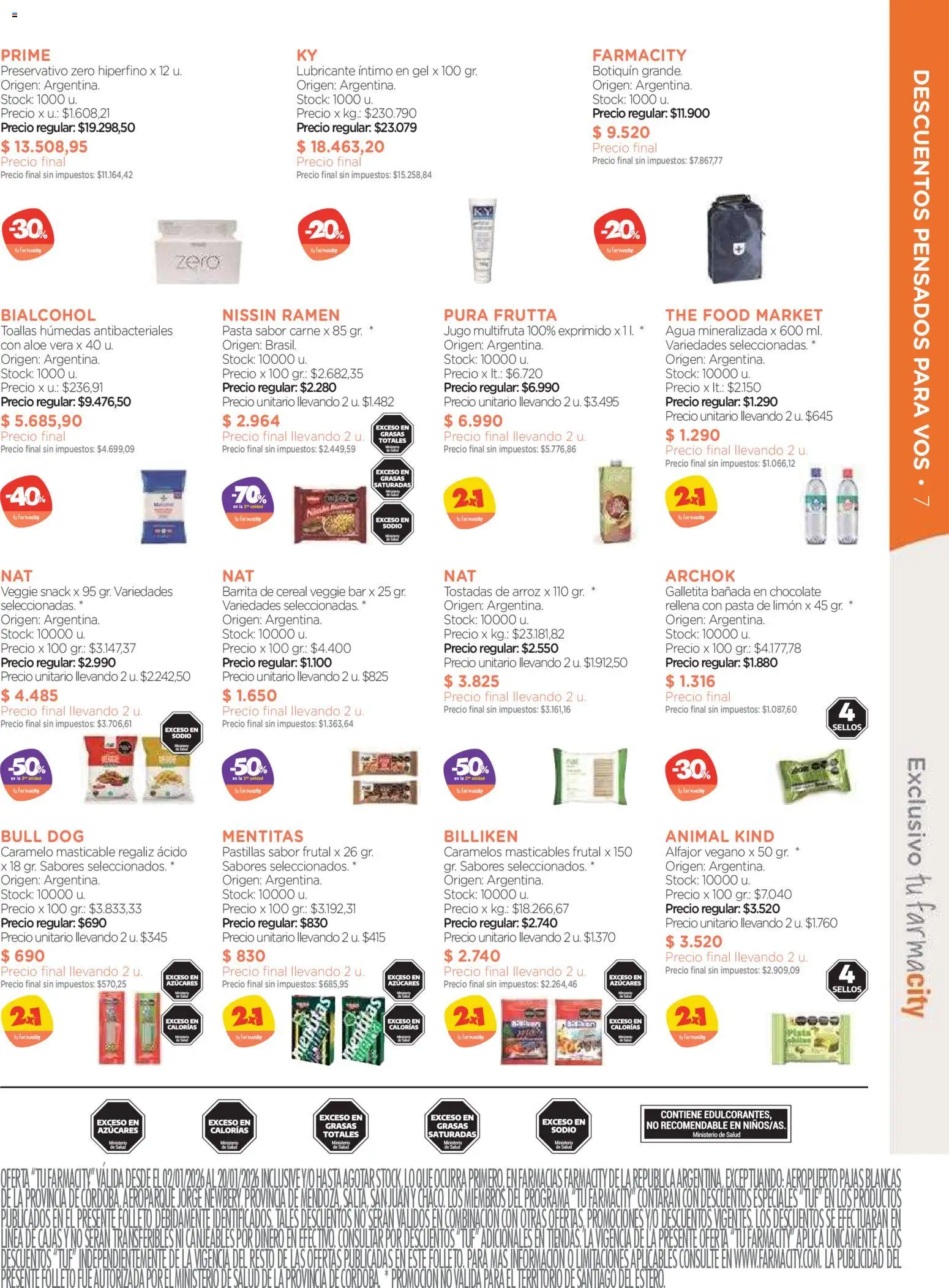 Farmacity catálogo │ válido desde el 02.01.2026 | Página: 7 | Productos: Agua, Alfajor, Arroz, Té