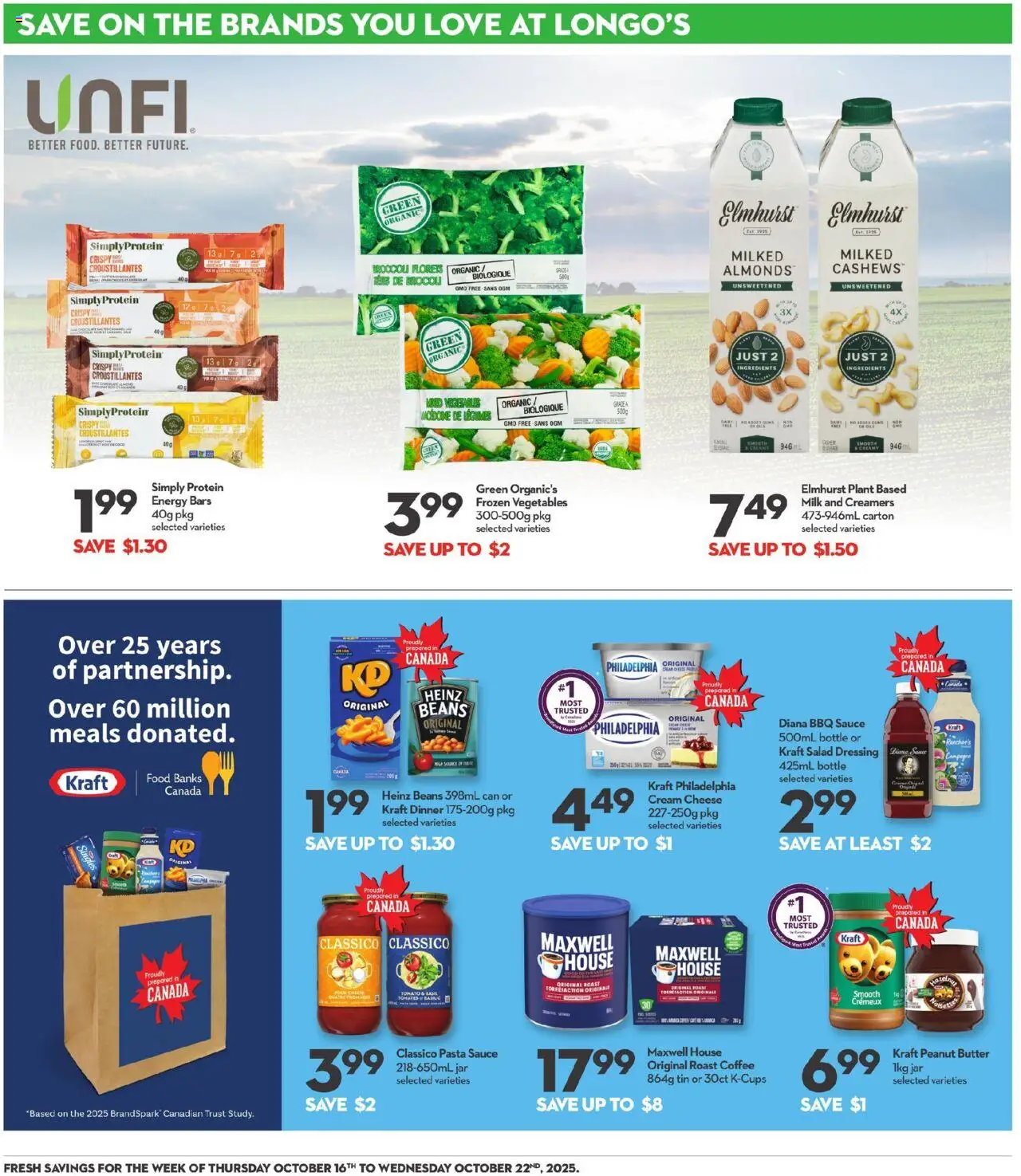 Longo's flyer valid from 16.10.2025 | Page: 15 | Products: Salad, Butter, Cheese, Coffee