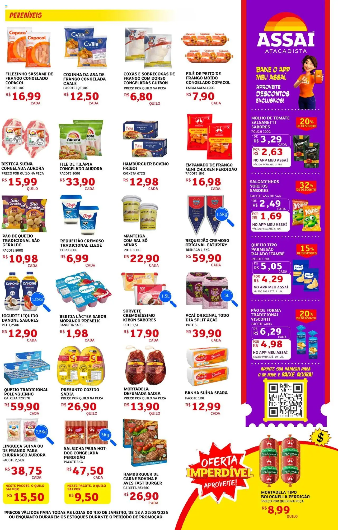 Assaí Atacadista Folheto - válido de 18.08.2025 | Página: 3 | Produtos: Iogurte, Mortadela, Creme, Requeijão