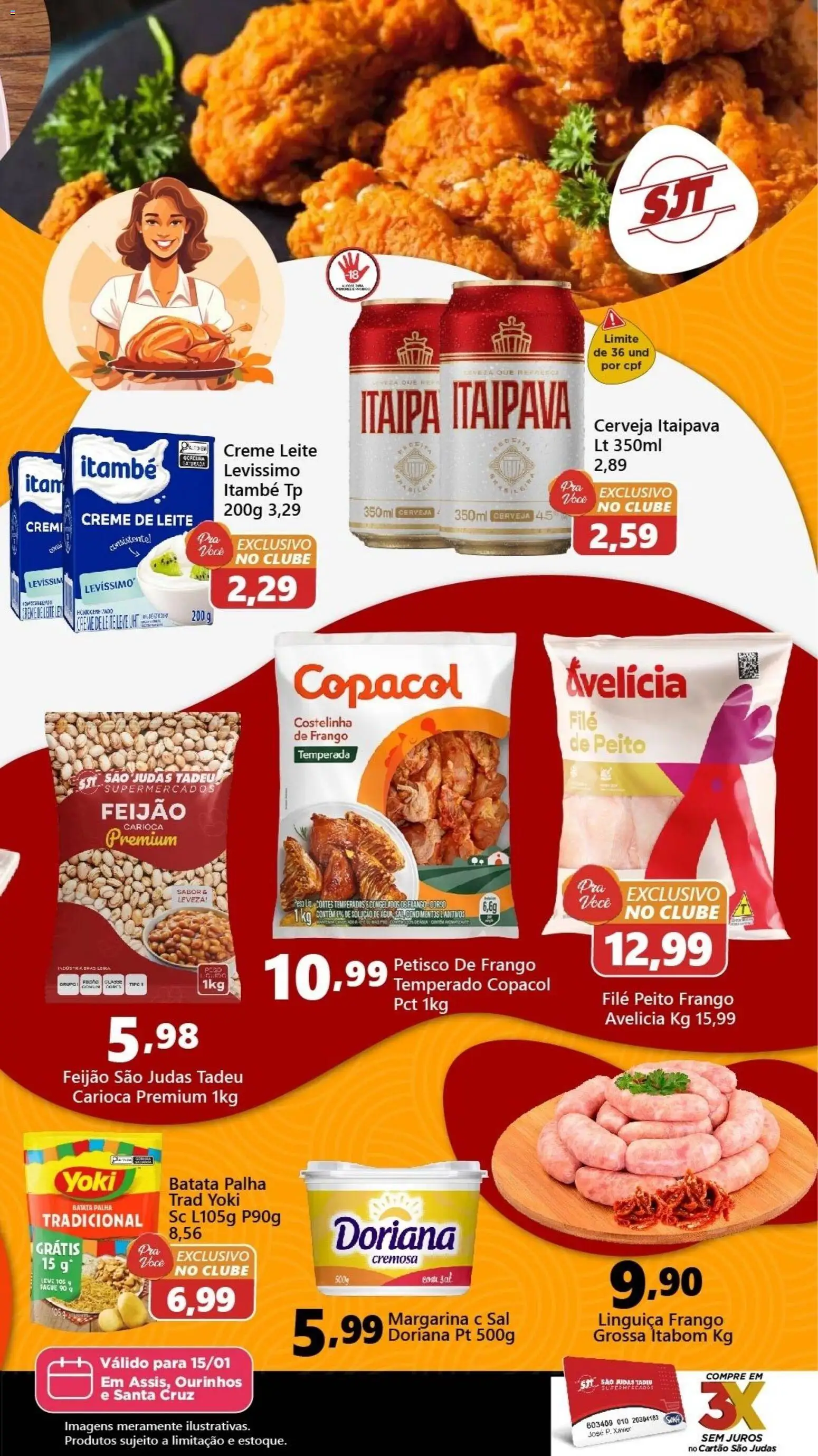 São Judas Tadeu Folheto - válido de 15.01.2026 | Página: 2 | Produtos: Doriana, Filé de frango, Cerveja, Batata palha