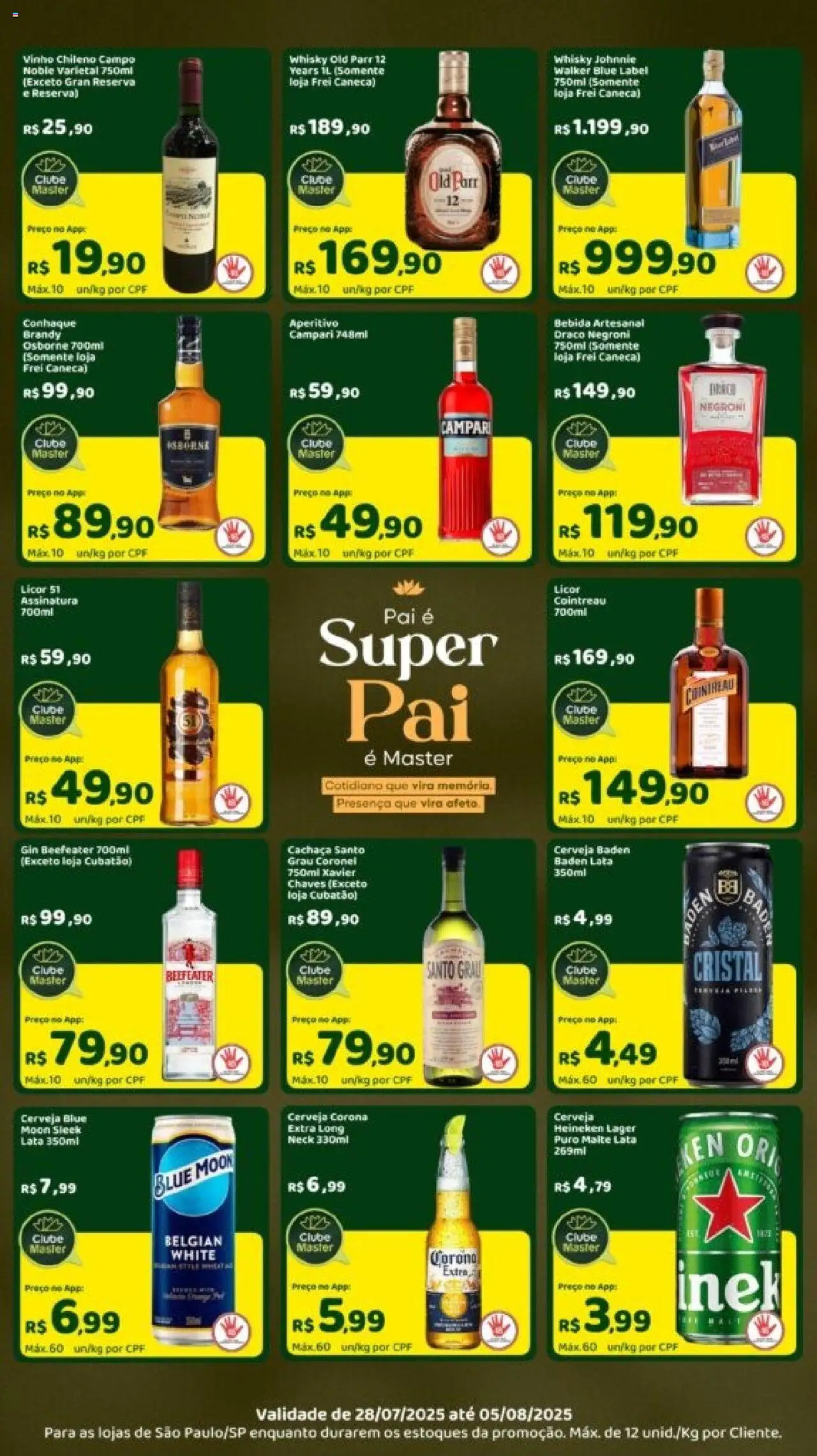 Master Folheto - válido de 28.07.2025 | Página: 3 | Produtos: Cerveja, Gin, Heineken, Bebida