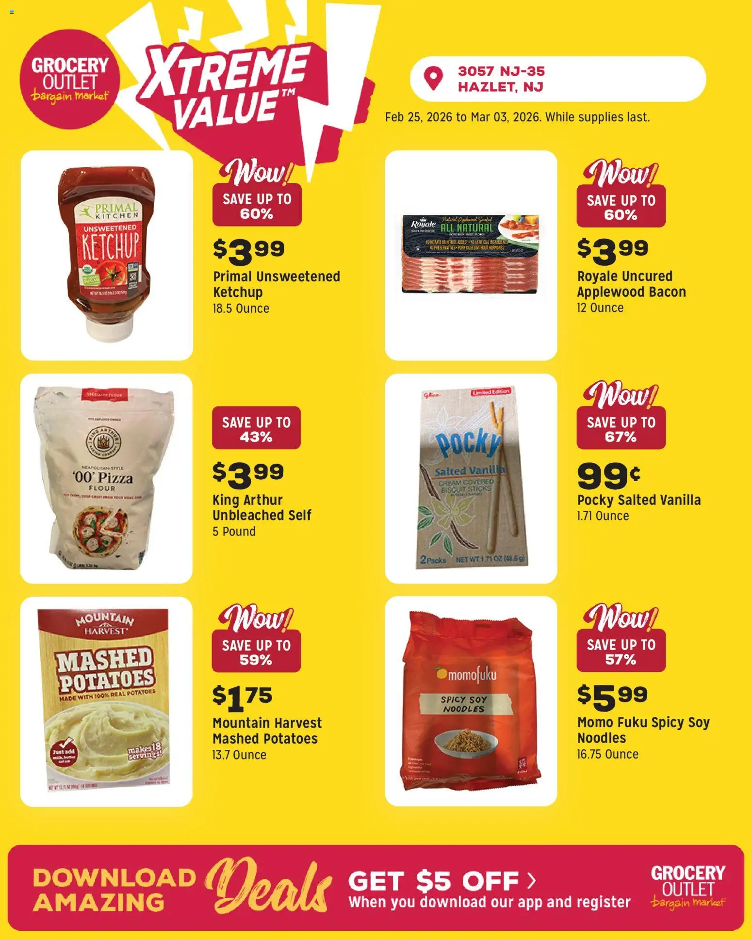 Grocery Outlet Weekly Ad - valid from 25.02.2026 | Page: 6 | Products: Pizza, Ketchup, Cream, Potatoes