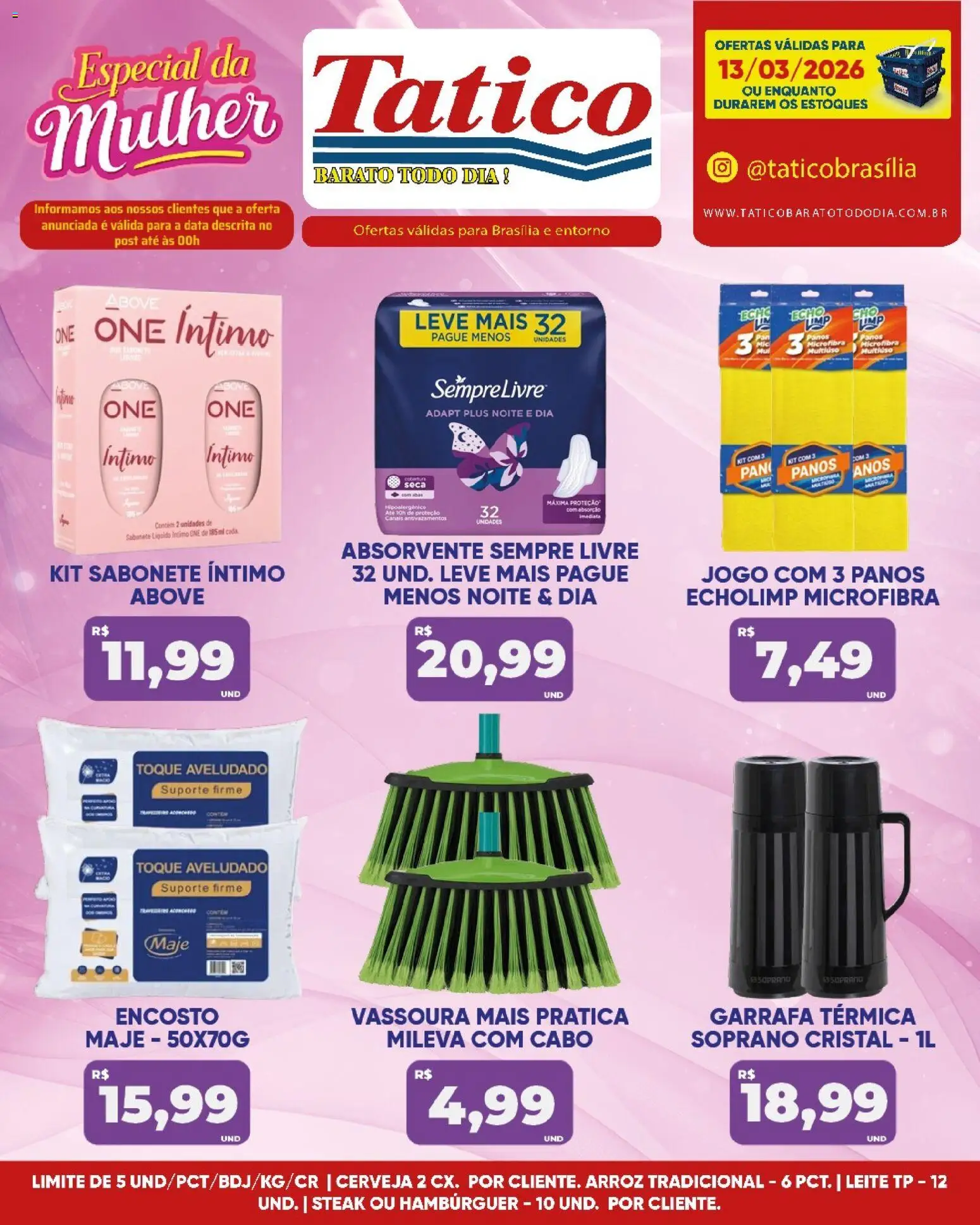 Tatico Folheto - válido de 13.03.2026 | Página: 18 | Produtos: Garrafa térmica, Cerveja, Sabonete, Absorvente