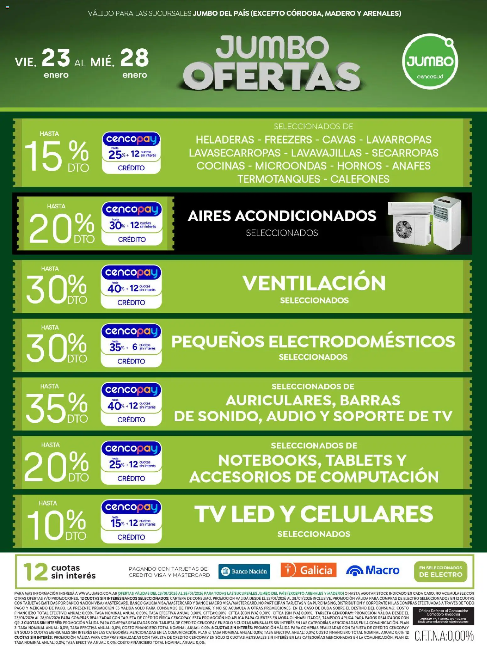 Jumbo - Oferta | Electro y Hogar │ válido desde el 23.01.2026 | Página: 1 | Productos: Teléfono, Caso, Banco, Microondas