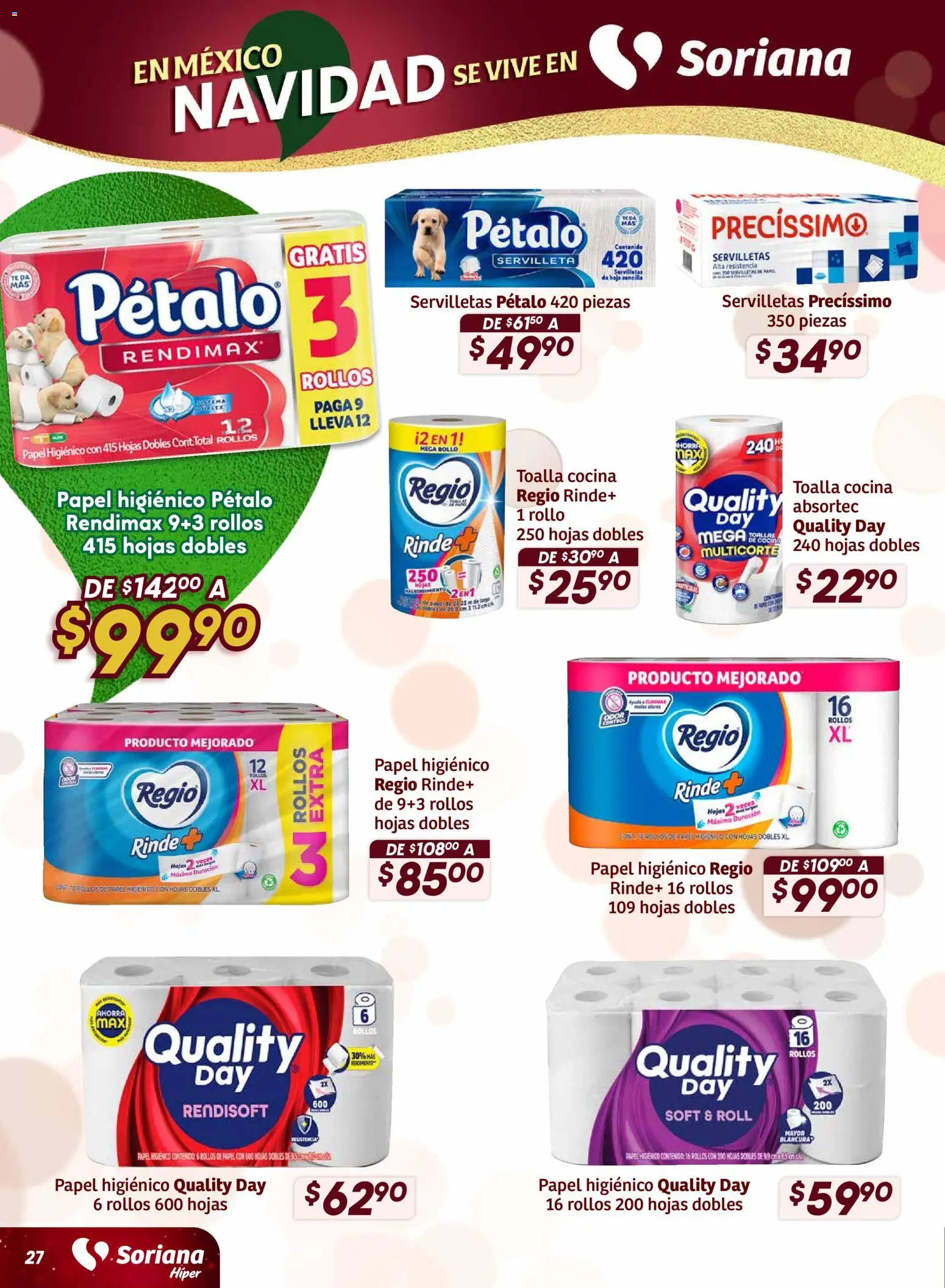 Nuevas ofertas de Soriana válidas en toda la República Mexicana desde el 27.11.2025. ¡Encuentra las mejores ofertas en Soriana - Preciazazaso Híper: Valle de México! | Página: 28 | Productos: Papel higiénico, Cocina, Té, Servilletas