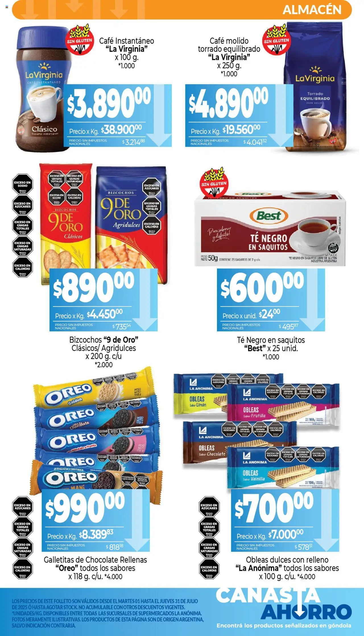 La Anonima - Canasta Ahorro │ válido desde el 01.07.2025 | Página: 7 | Productos: Peso, Galletitas, Frutilla, Canasta