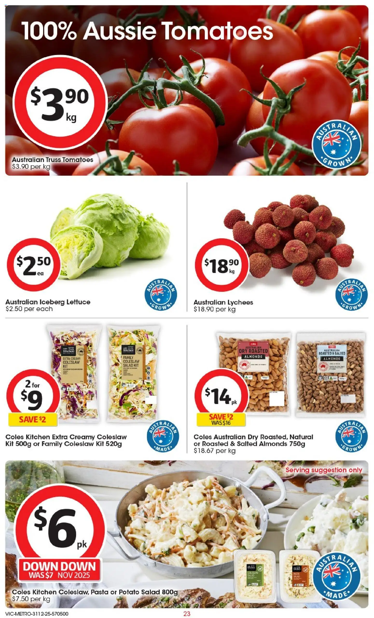 Coles catalogue - valid from 31.12.2025 | Page: 24 | Products: Lettuce, Tomatoes, Pasta, Salad