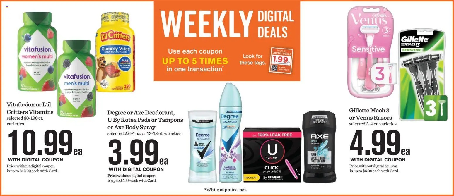 Mariano's Weekly Ad - valid from 28.11.2025 | Page: 4 | Products: Multivitamin, Axe, Pads, Tampons