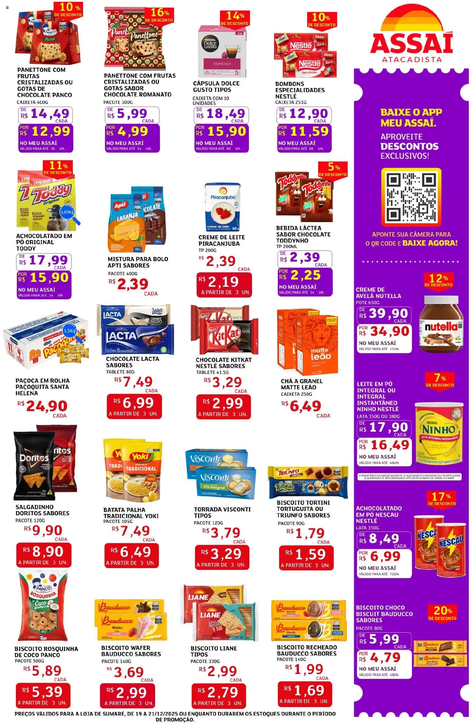 Assaí Atacadista Folheto - válido de 19.12.2025 | Página: 3 | Produtos: Chocolate, Cálcio, Biscoito recheado, Mistura para bolo