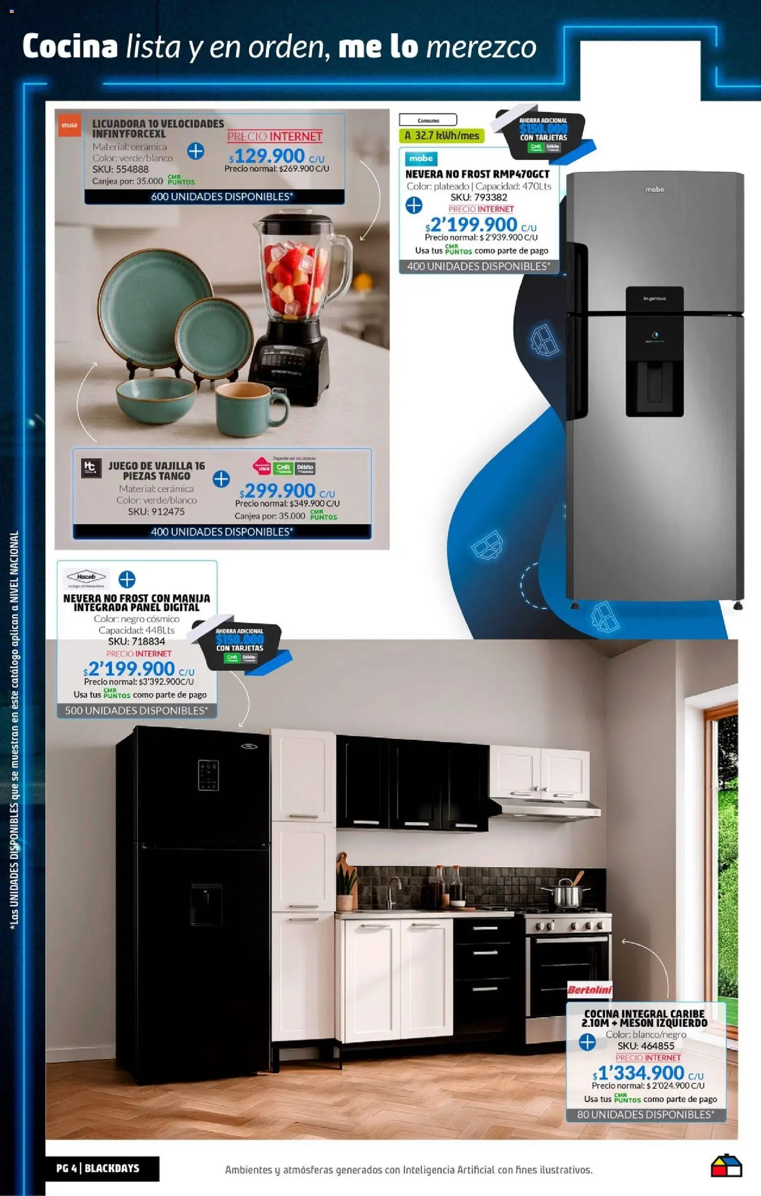 Homecenter revista - valida desde el 29.10.2025 | Página: 4 | Productos: Cocina, Cerámica, Mesón, Nevera