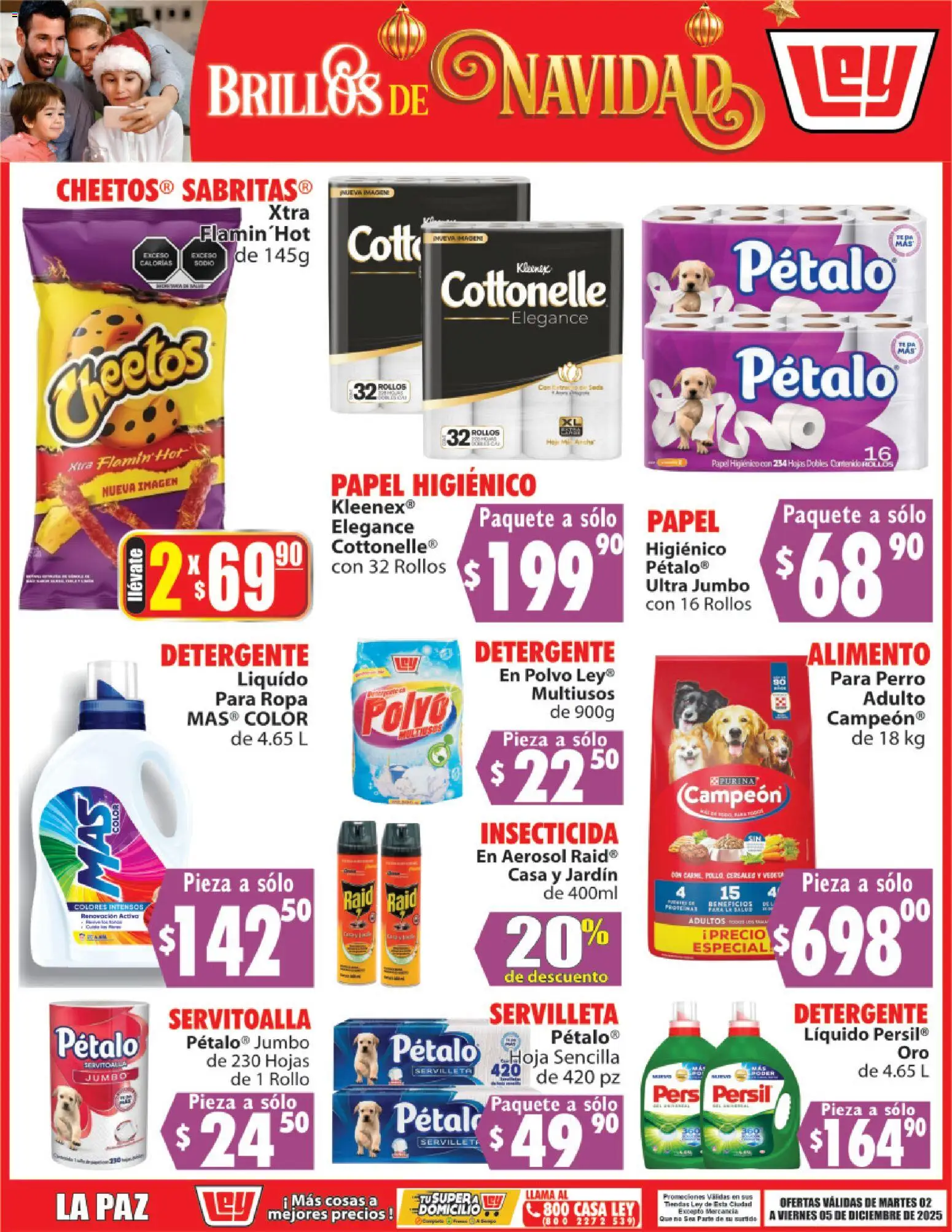 Nuevas ofertas de Casa Ley válidas en toda la República Mexicana desde el 02.12.2025. ¡Encuentra las mejores ofertas en Casa Ley folleto Brillos de Navidad! | Página: 4 | Productos: Pollo, Cereales, Papel higiénico, Ropa